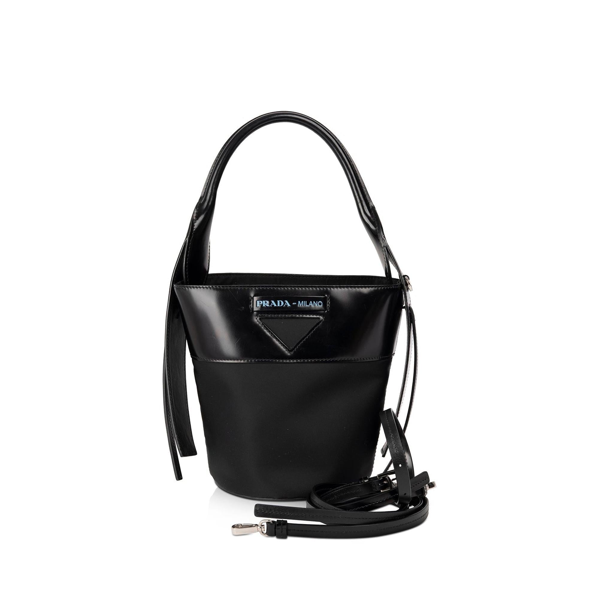 Prada Patent Leather & Tessuto Nylon Ouverture Bucket Bag