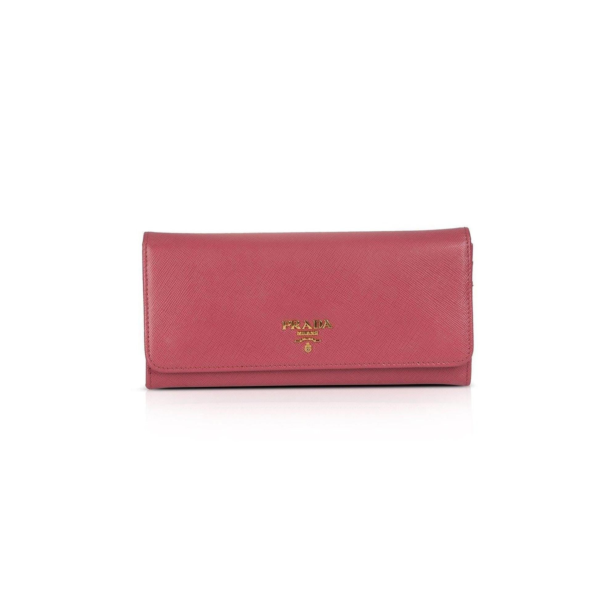 Prada Pink Saffiano Continental Wallet w/ Box