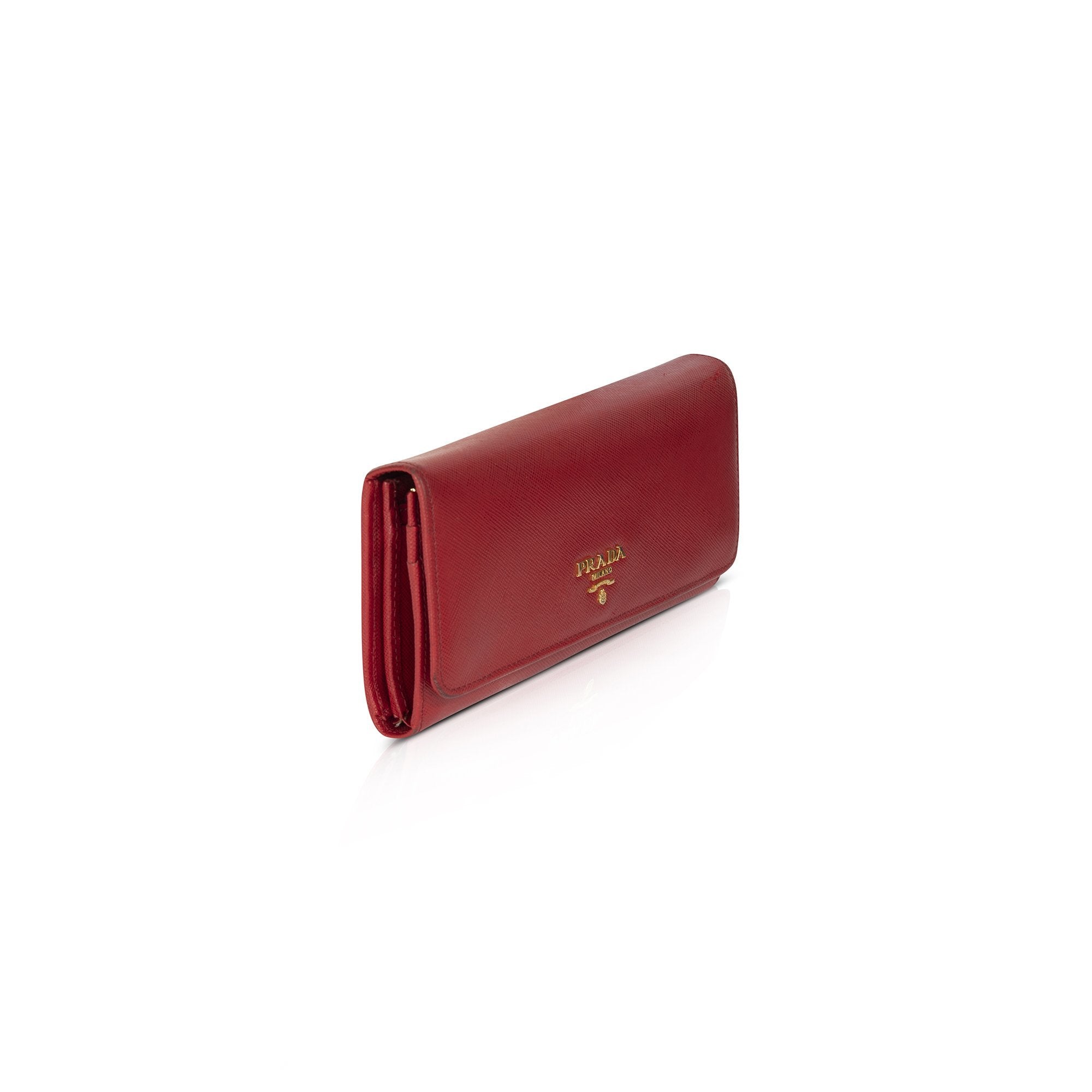 Prada Red Saffiano Continental Wallet