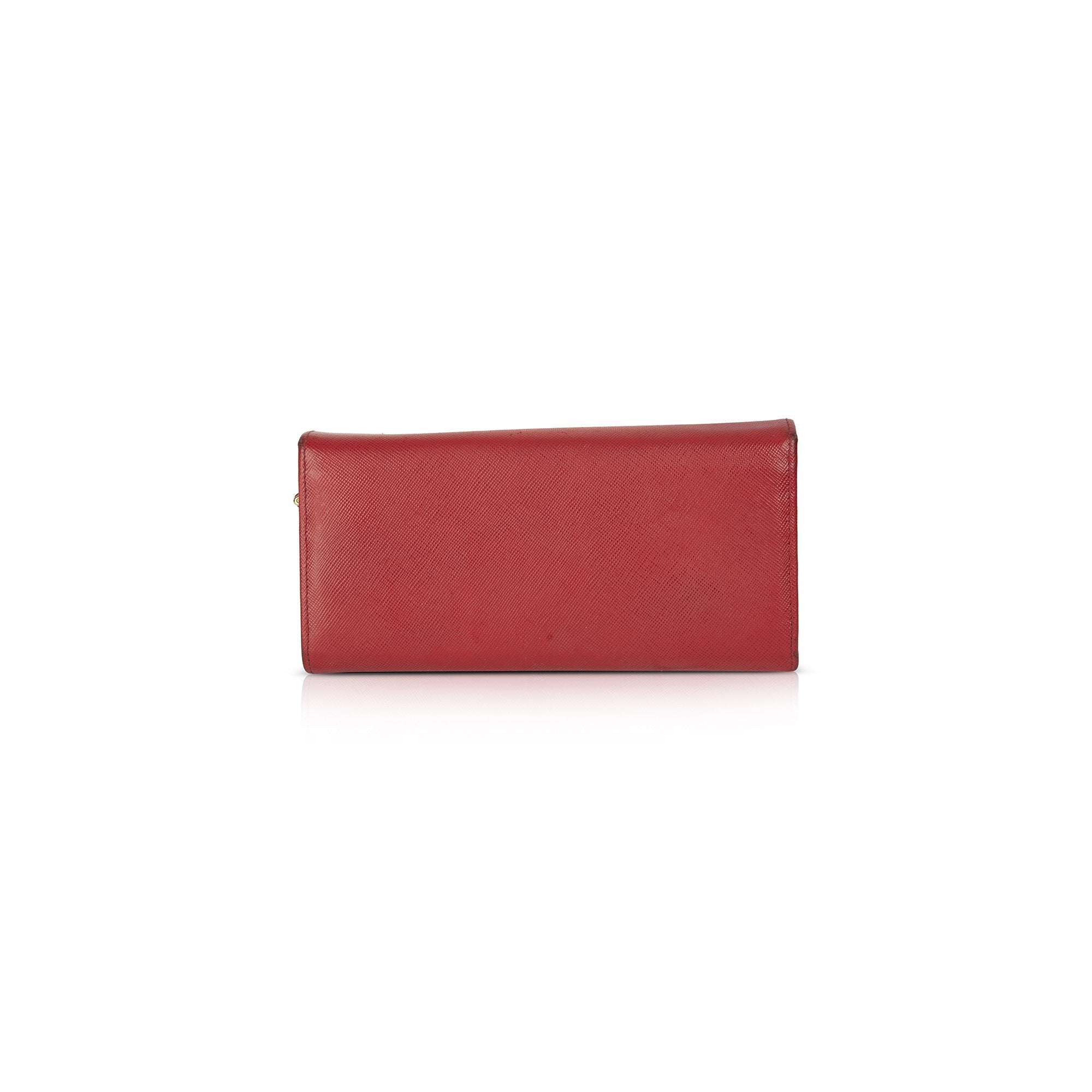 Prada Red Saffiano Continental Wallet