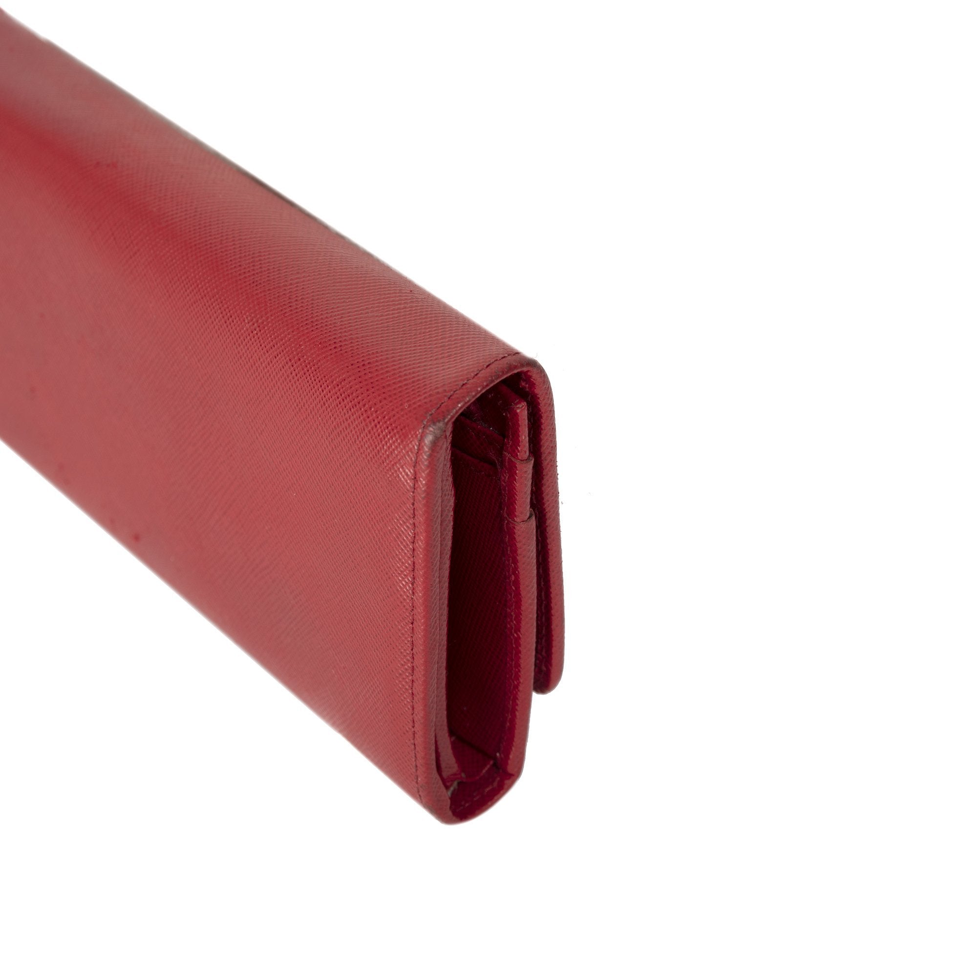 Prada Red Saffiano Continental Wallet