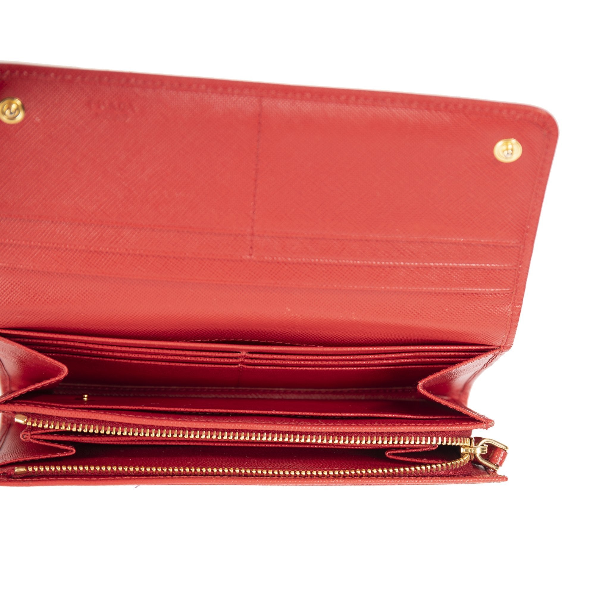 Prada Red Saffiano Continental Wallet