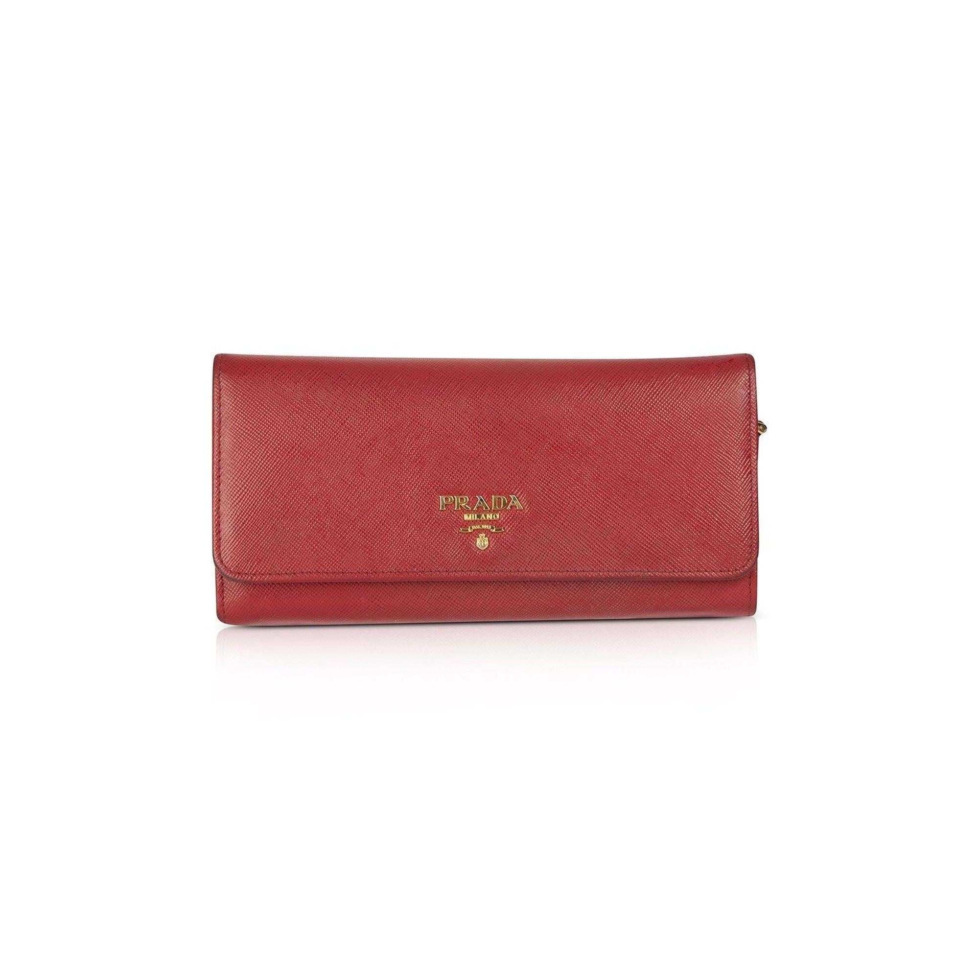 Prada Red Saffiano Continental Wallet
