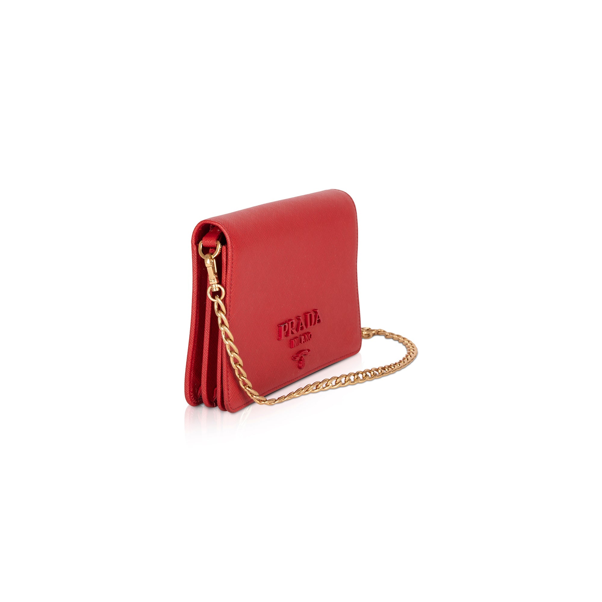 Prada Red Saffiano Leather Shoulder Bag