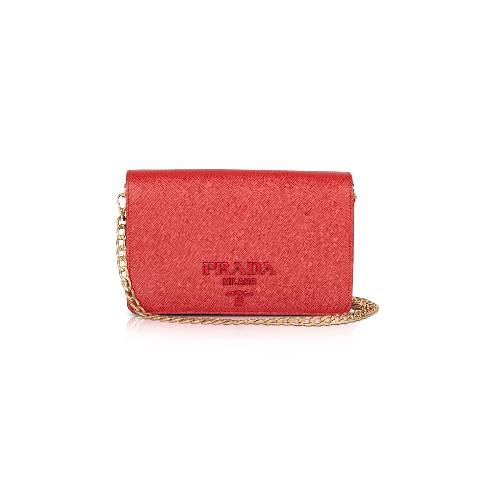 Prada Red Saffiano Leather Shoulder Bag