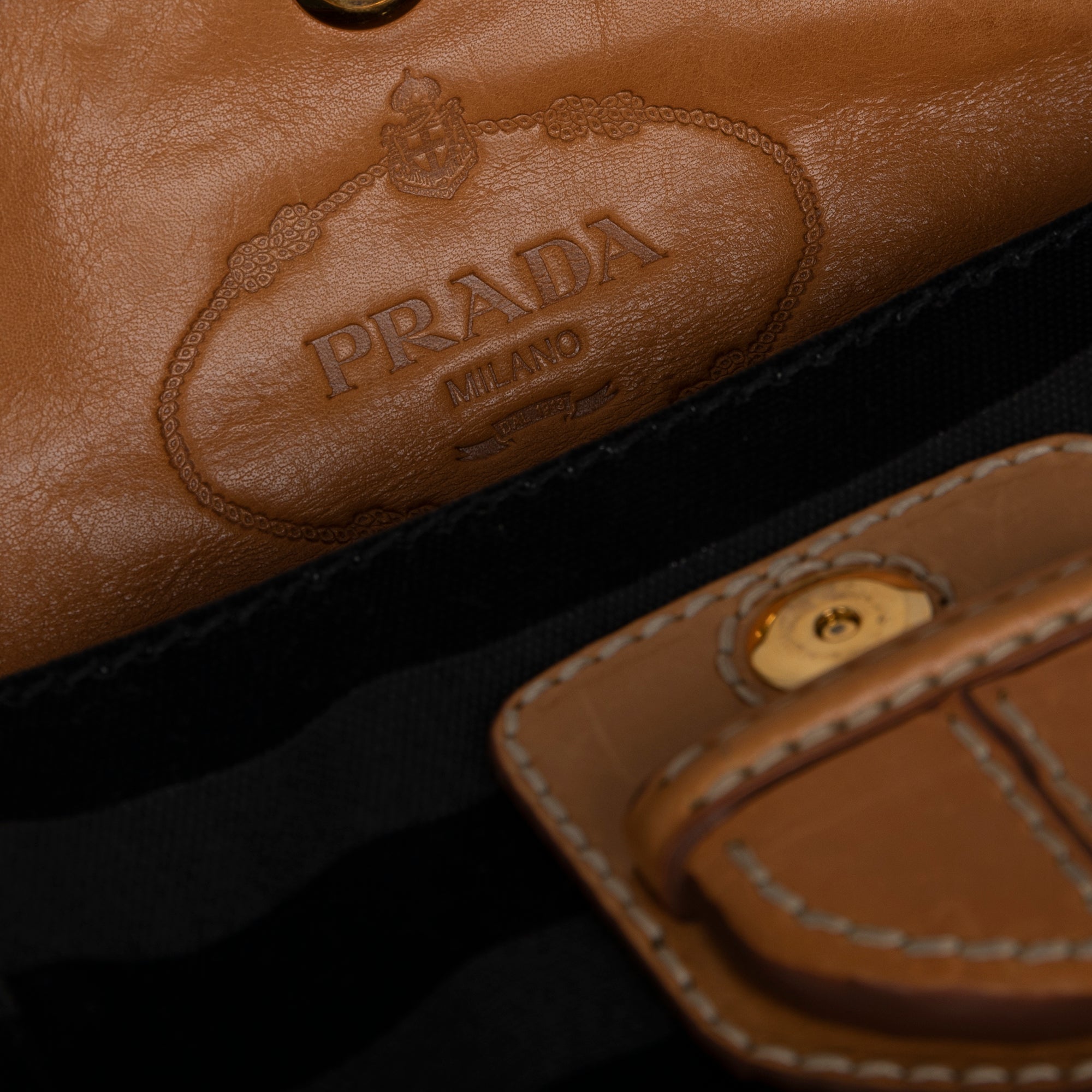 Prada Righe Striped Canapa Shoulder Bag