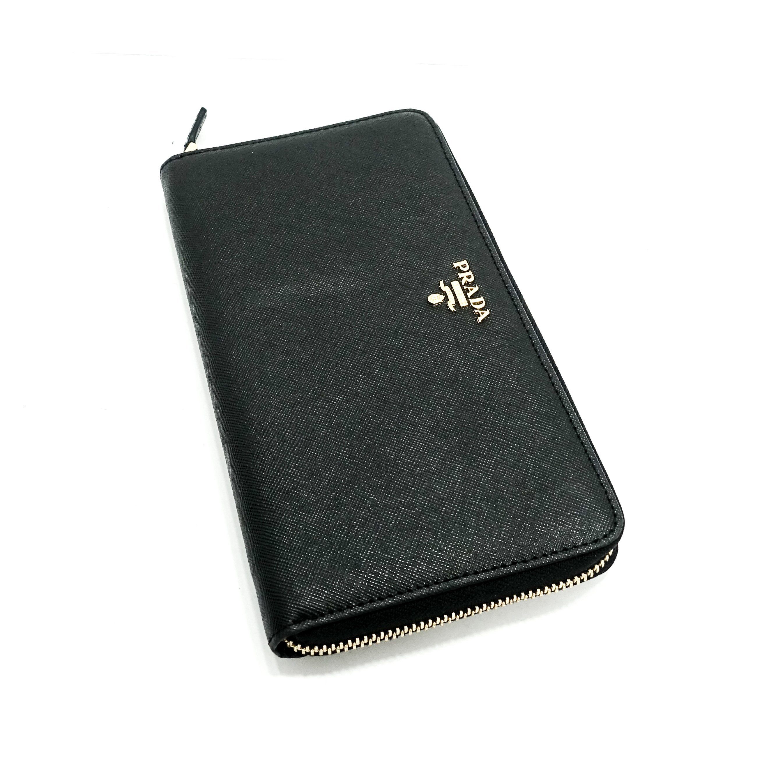 Prada Saffiano Continental Zip Around Wallet
