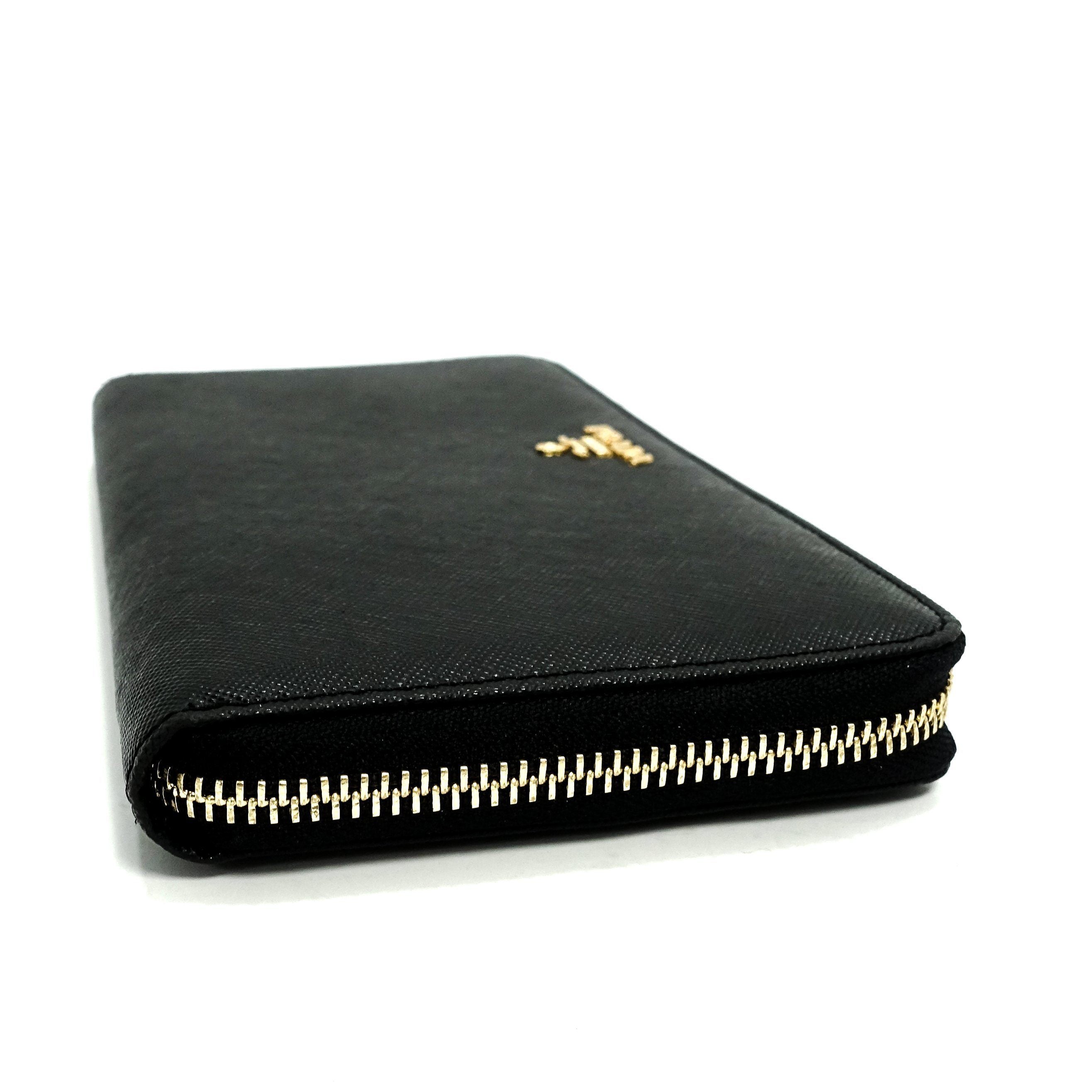 Prada Saffiano Continental Zip Around Wallet