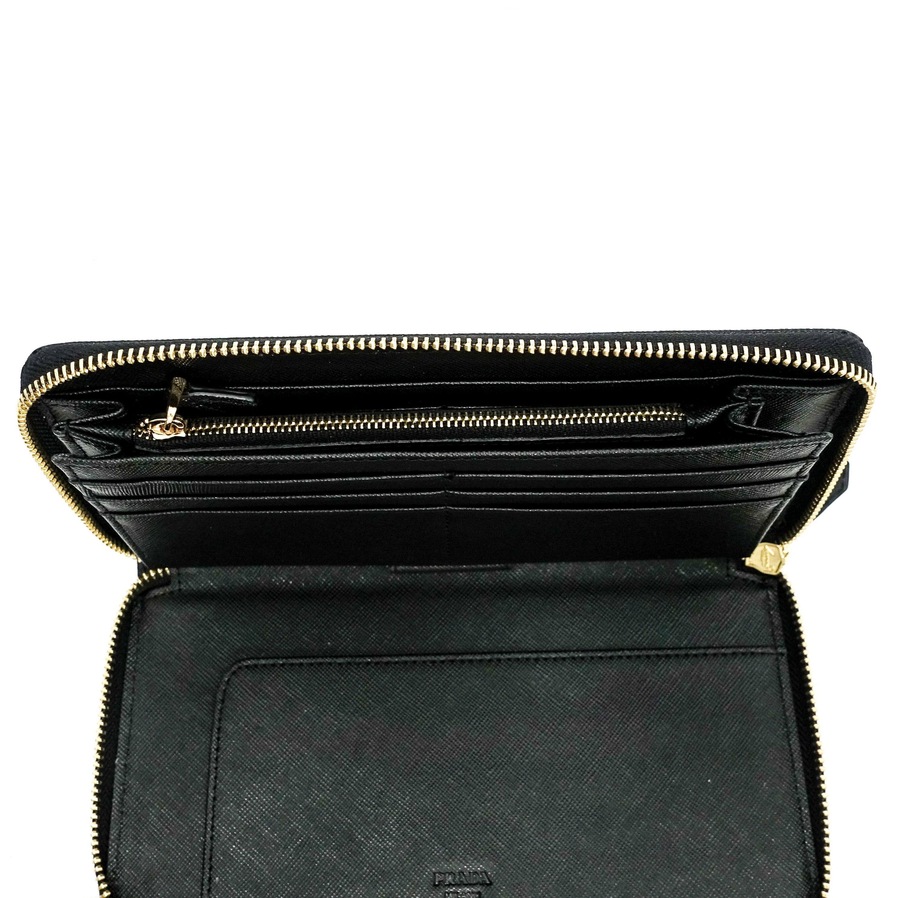 Prada Saffiano Continental Zip Around Wallet