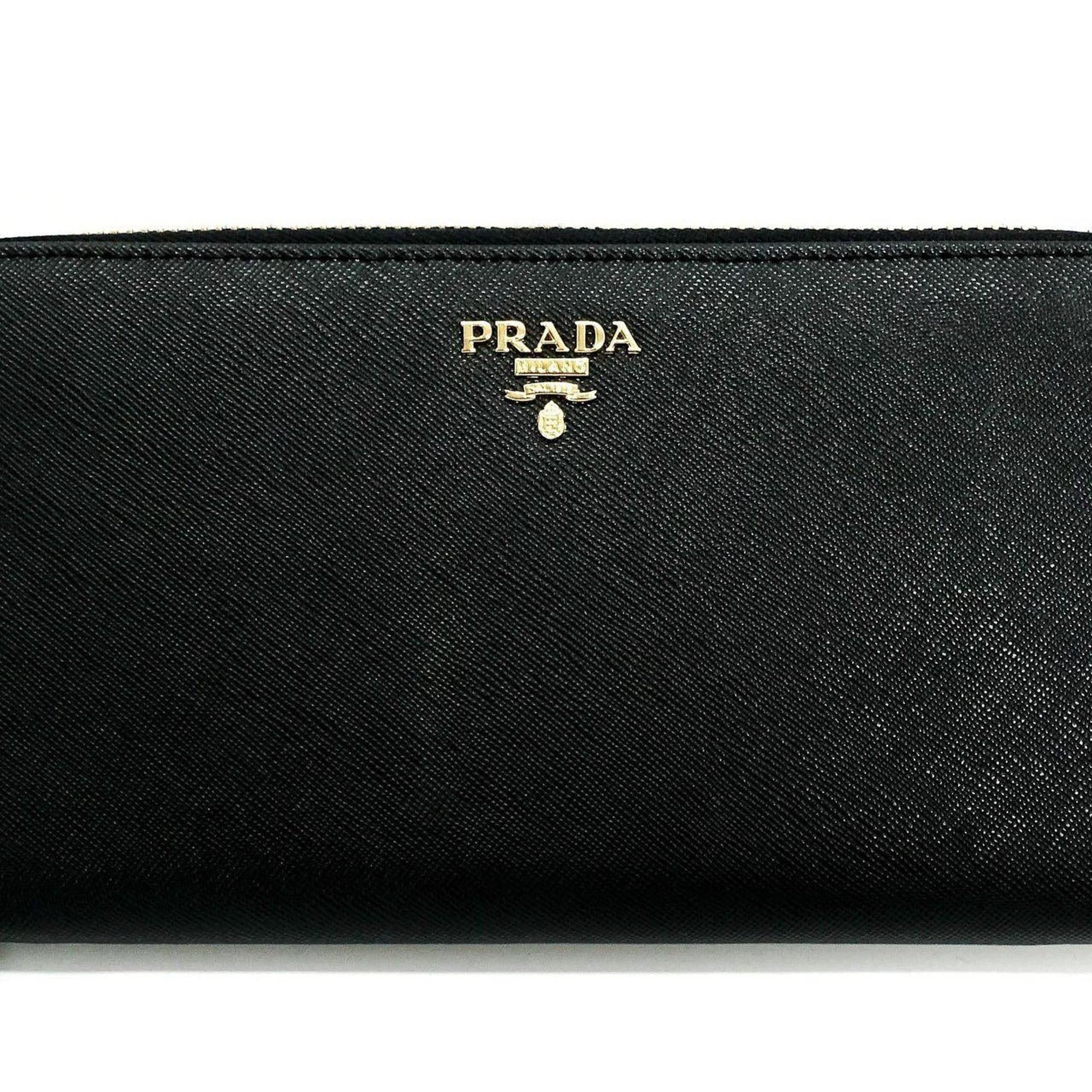 Prada Saffiano Continental Zip Around Wallet