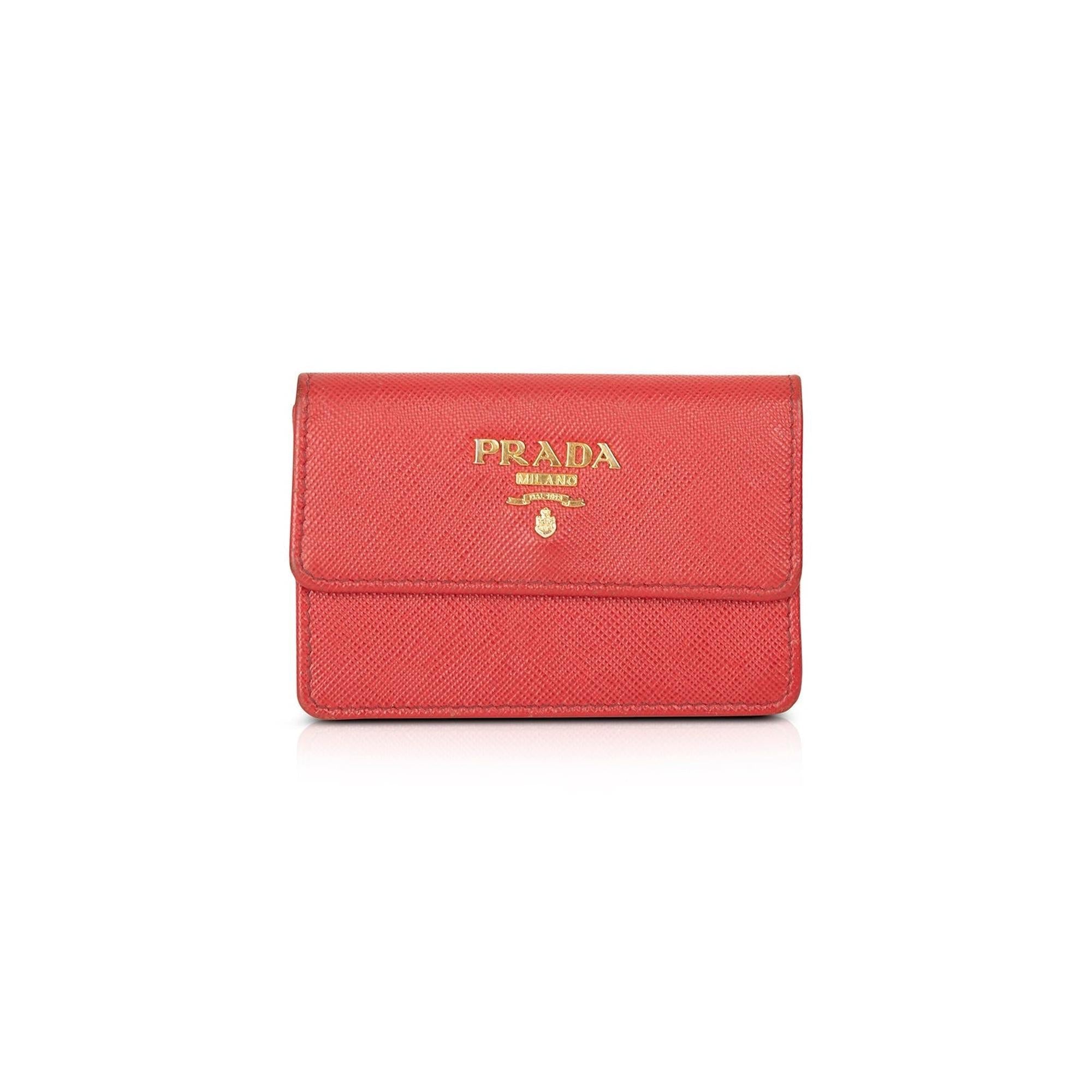 Prada Saffiano Leather Flap Card Holder
