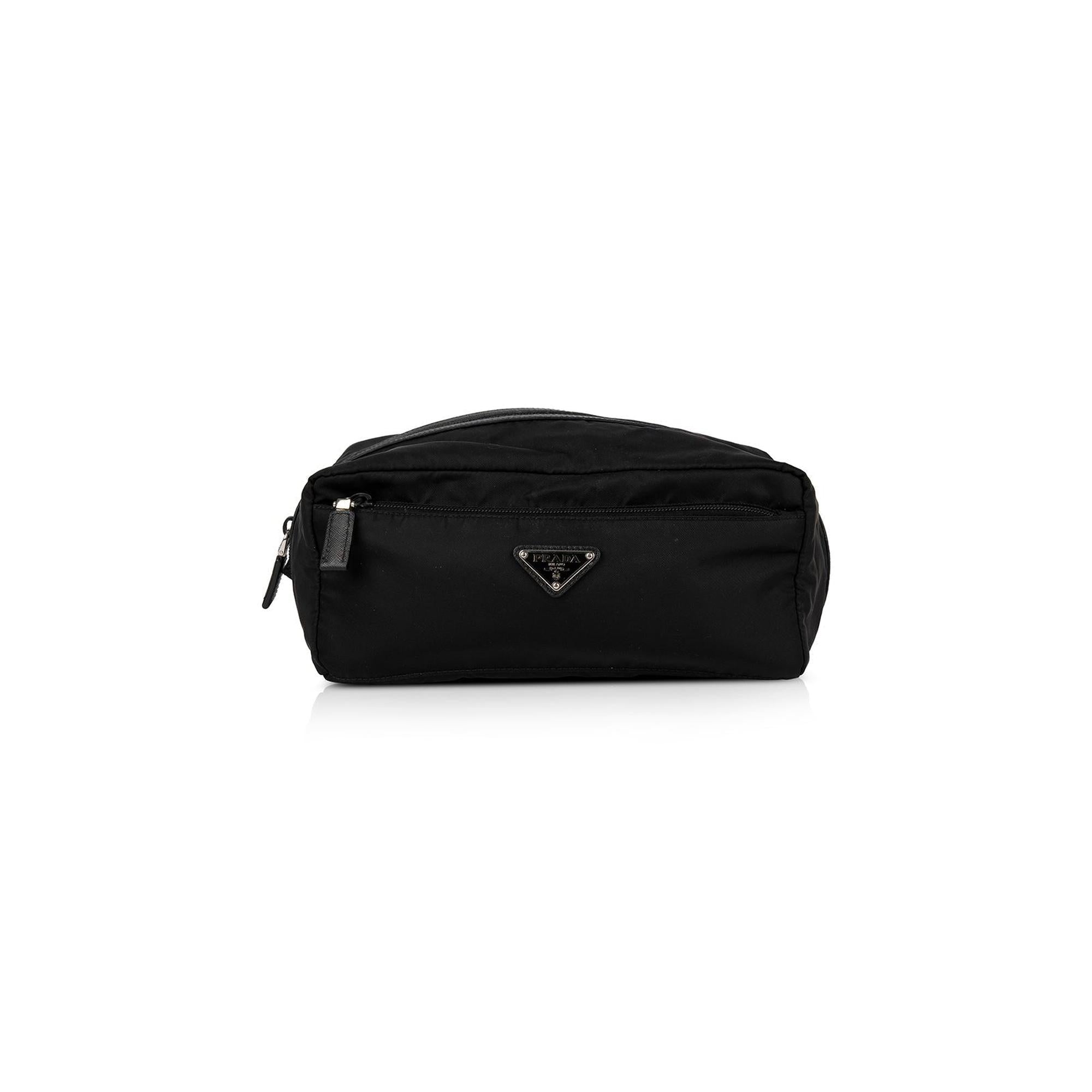 Prada Saffiano Leather Trimmed Tessuto Nylon Toiletry Bag