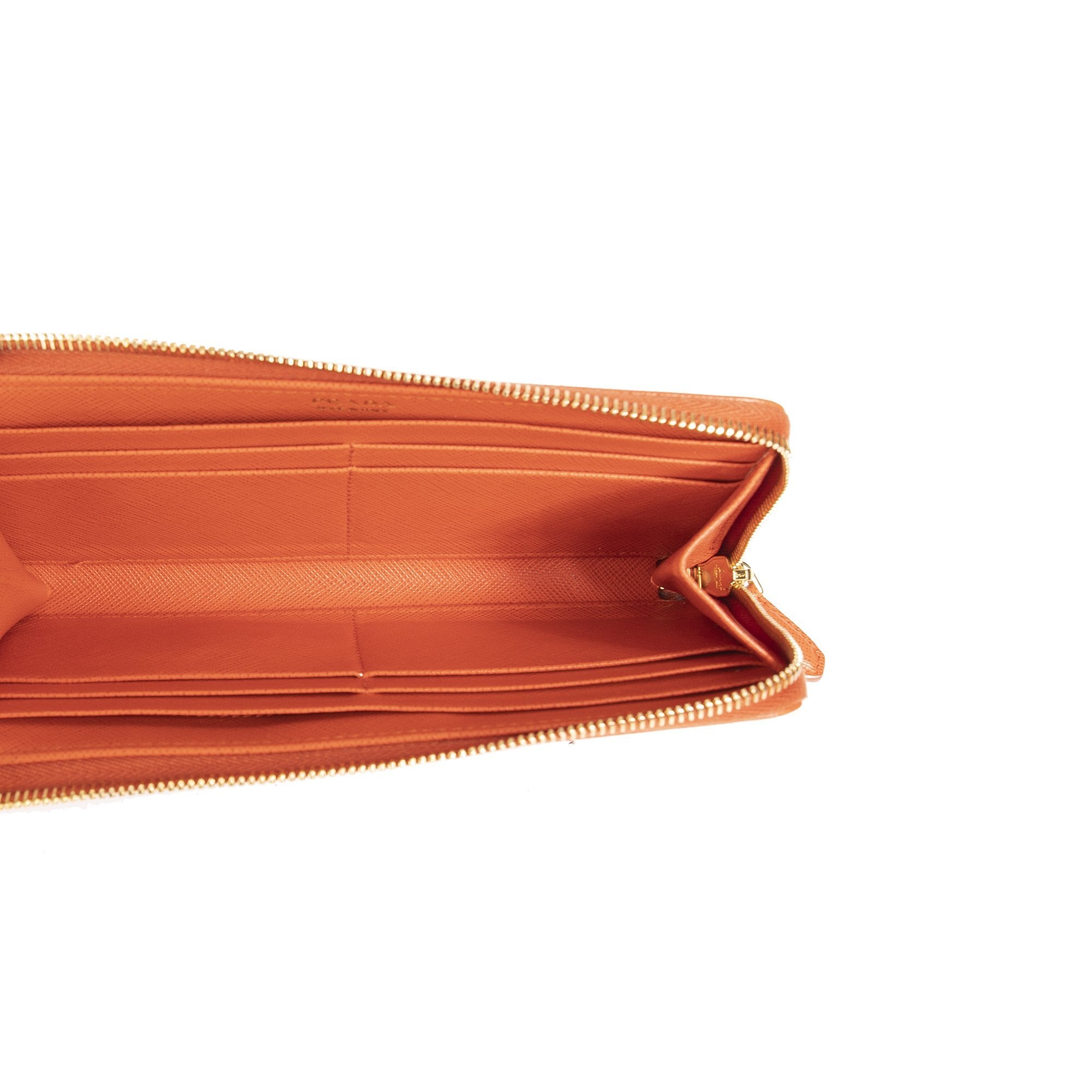 Prada Saffiano Lux Half Zip Wallet