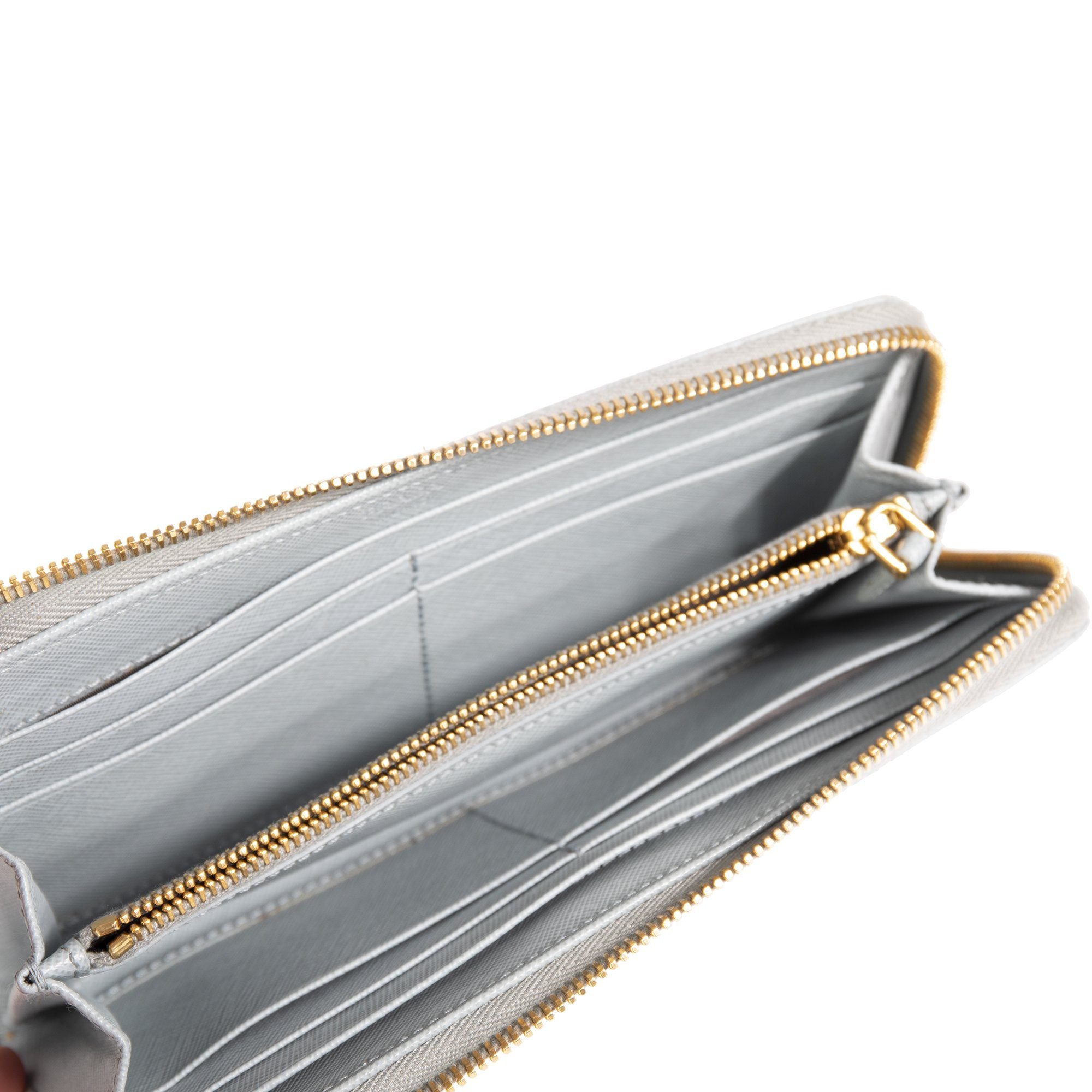 Prada Saffiano Lux Half Zip Wallet w/ Box