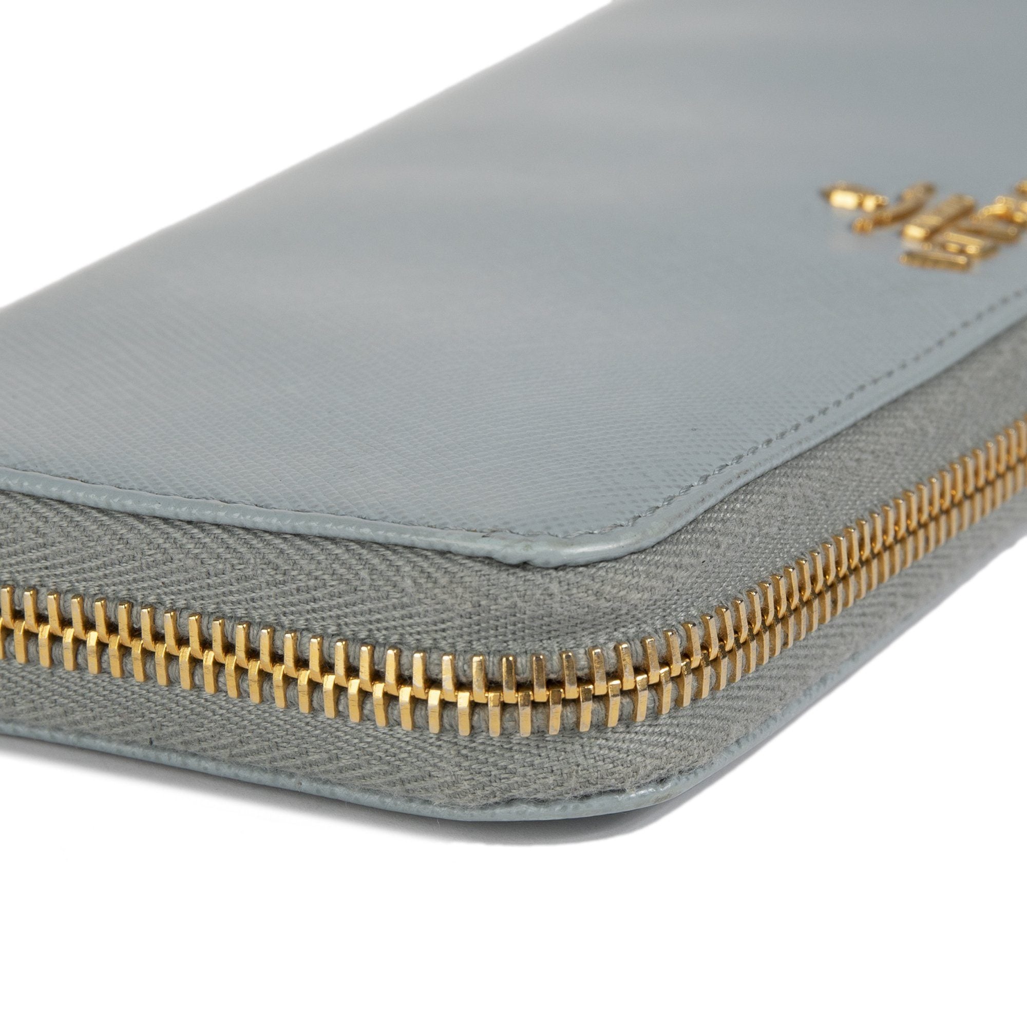 Prada Saffiano Lux Half Zip Wallet w/ Box