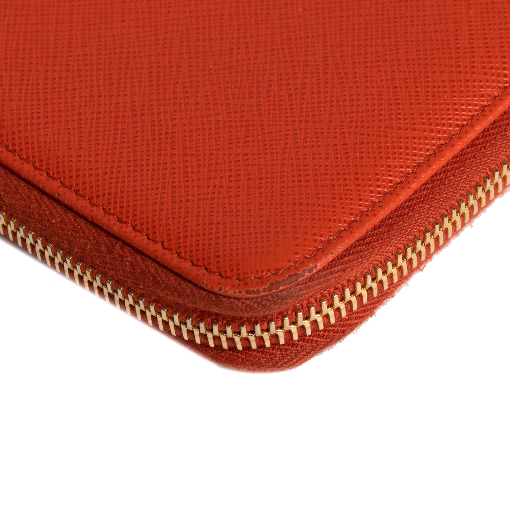 Prada Saffiano Lux Leather Half Zip Continental Wallet