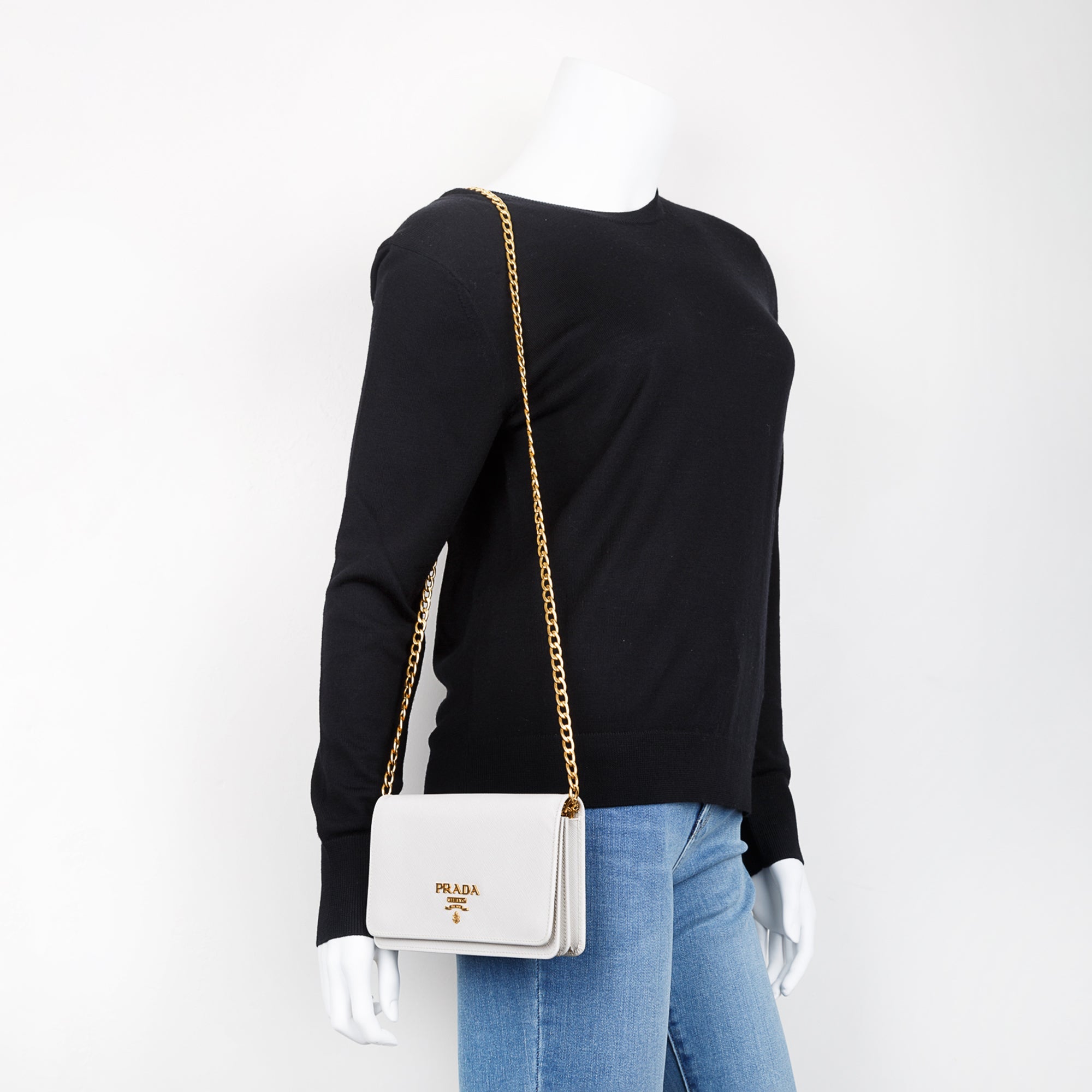 Prada Saffiano Lux Wallet on Chain w/ Authenticity Card