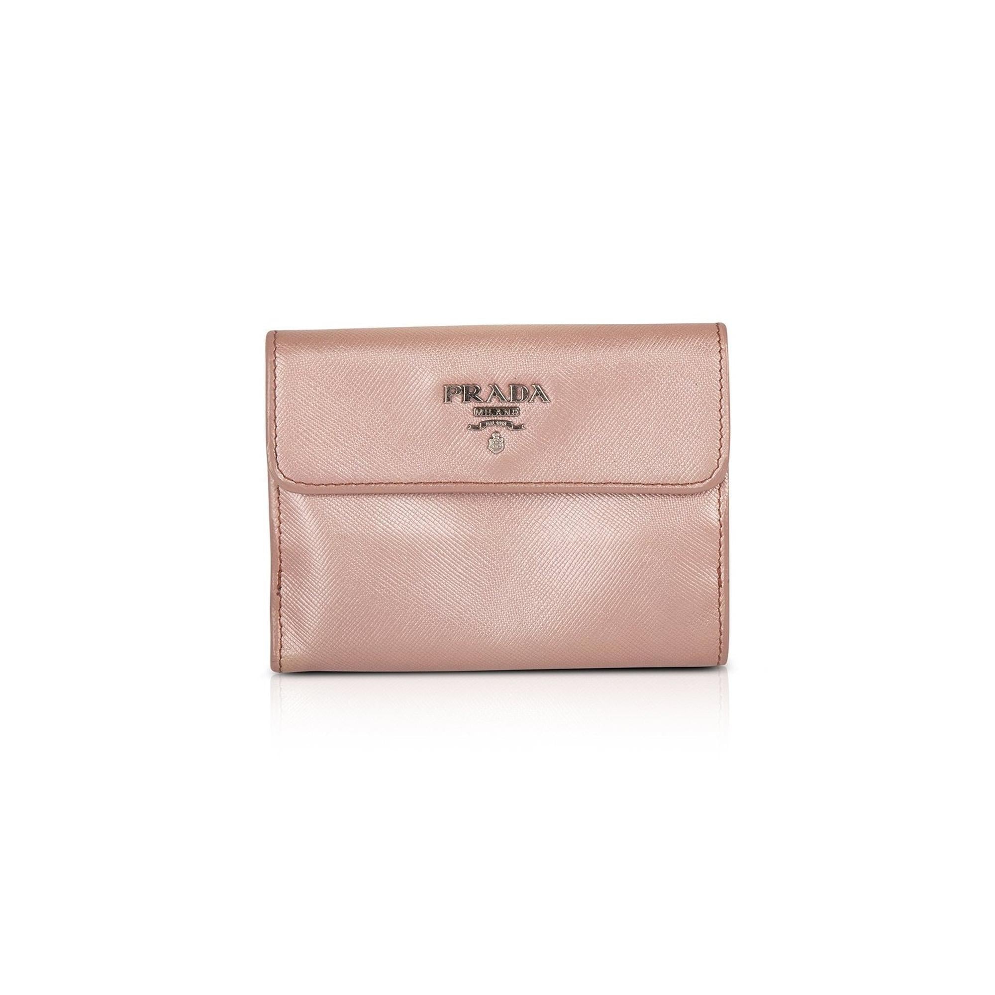 Prada Saffiano Metal Leather French Purse w/ Box