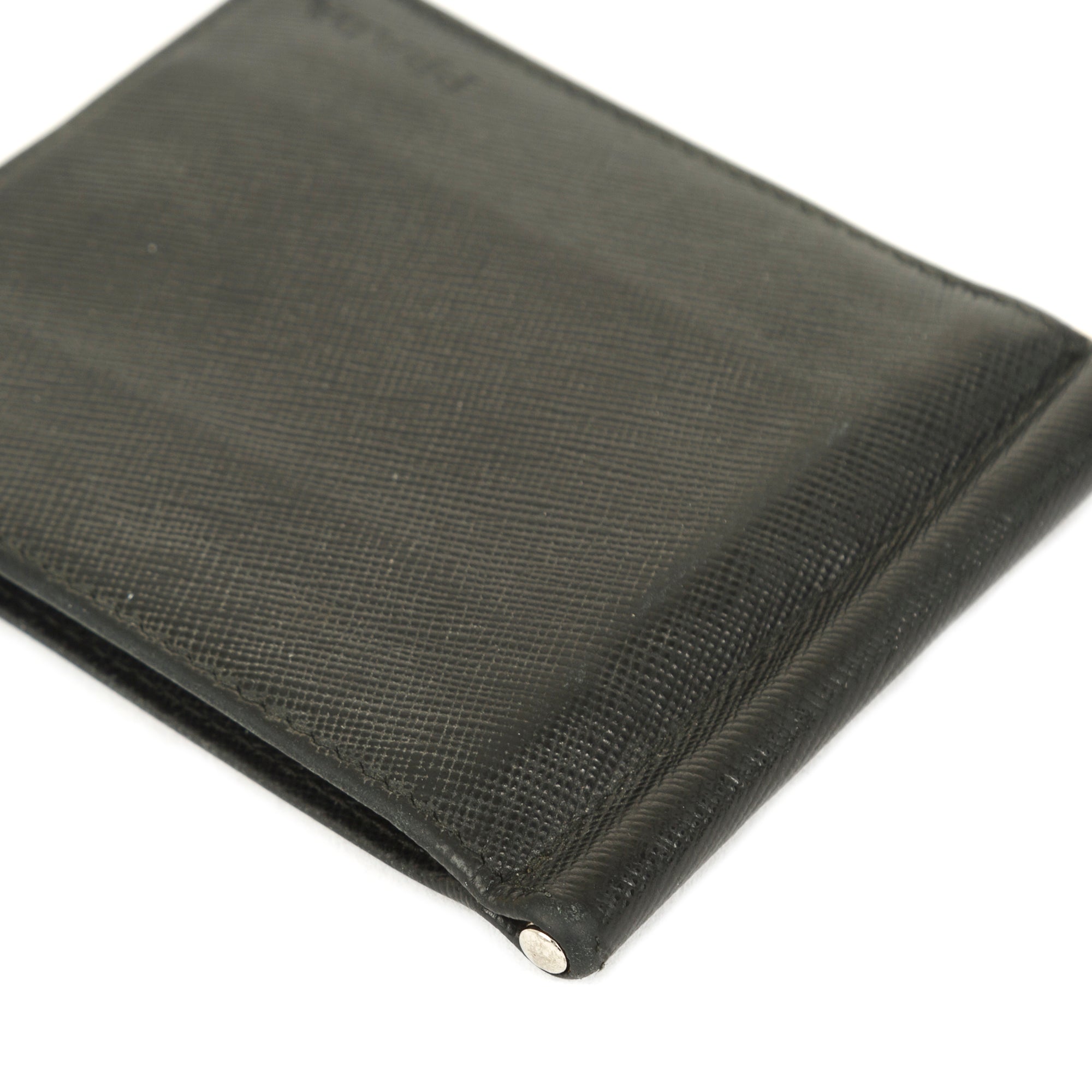 Prada Saffiano Money Clip Bifold Wallet