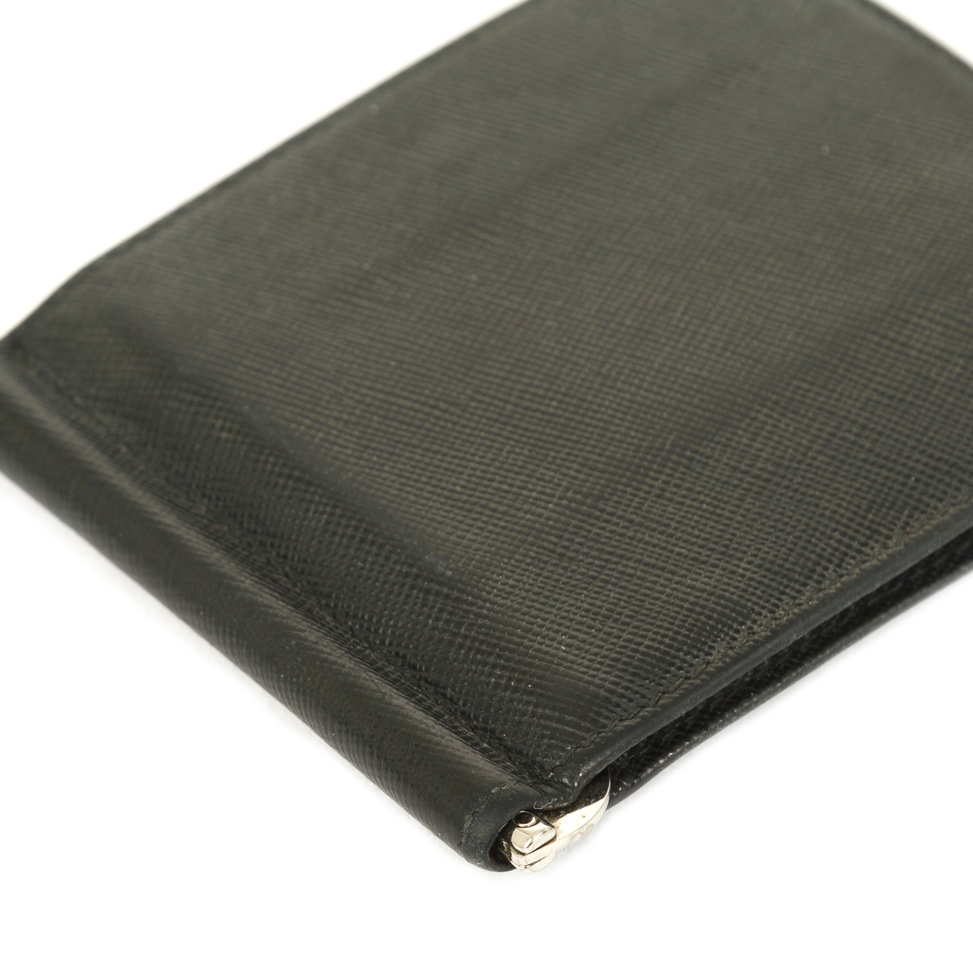 Prada Saffiano Money Clip Bifold Wallet