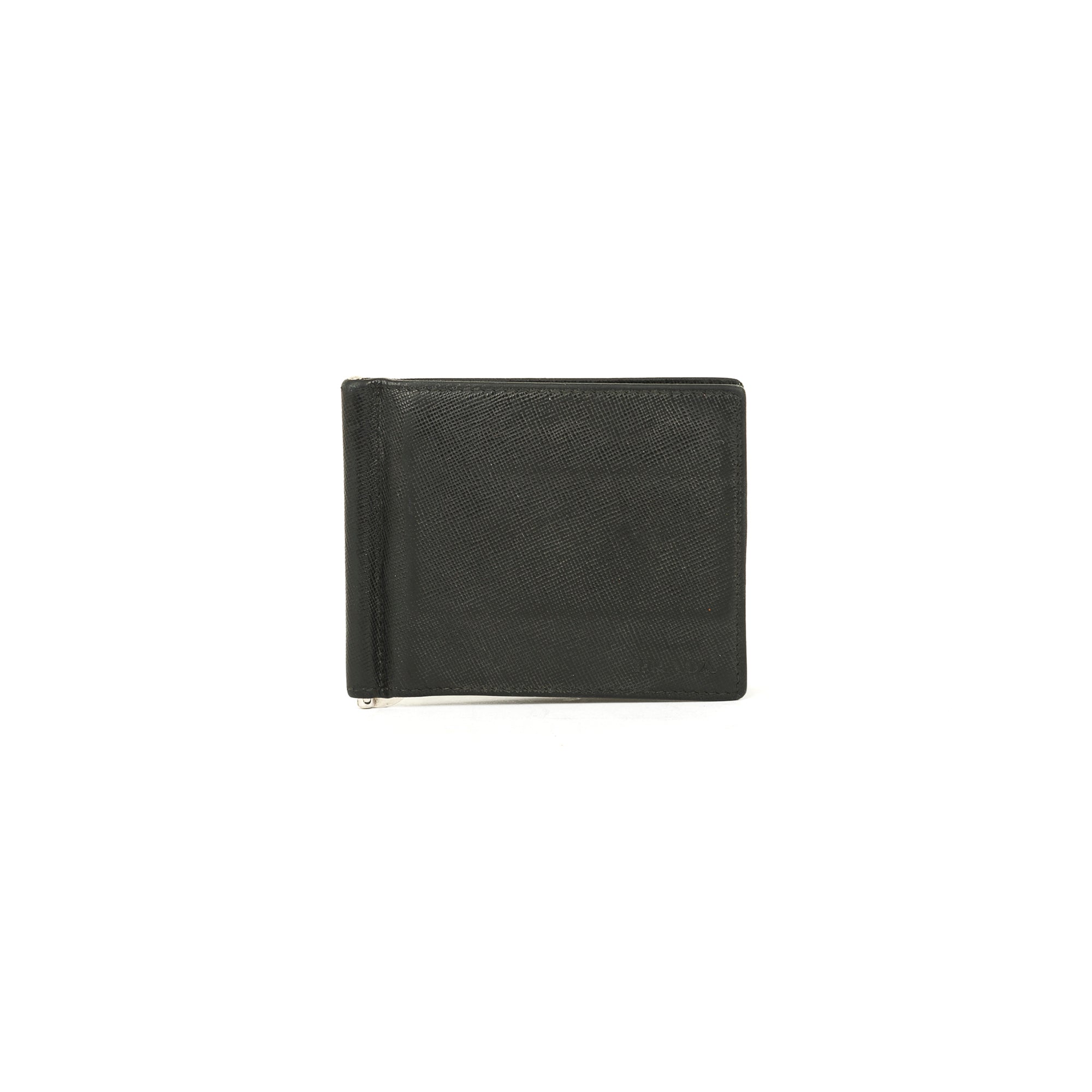 Prada Saffiano Money Clip Bifold Wallet