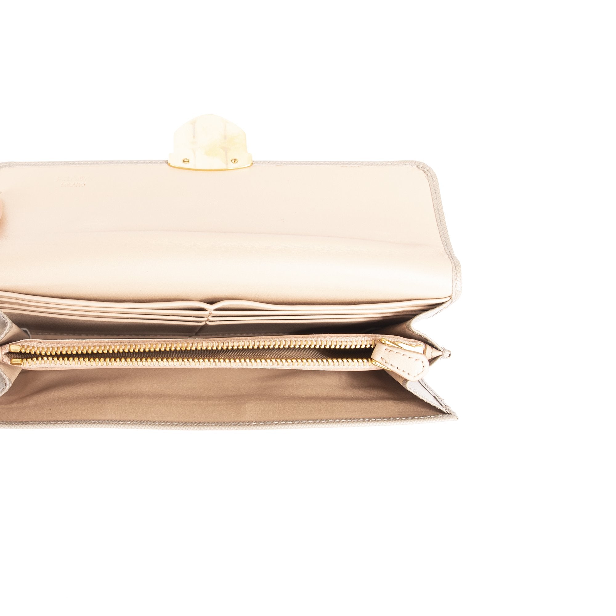 Prada Saffiano Push Lock Wallet w/ Box