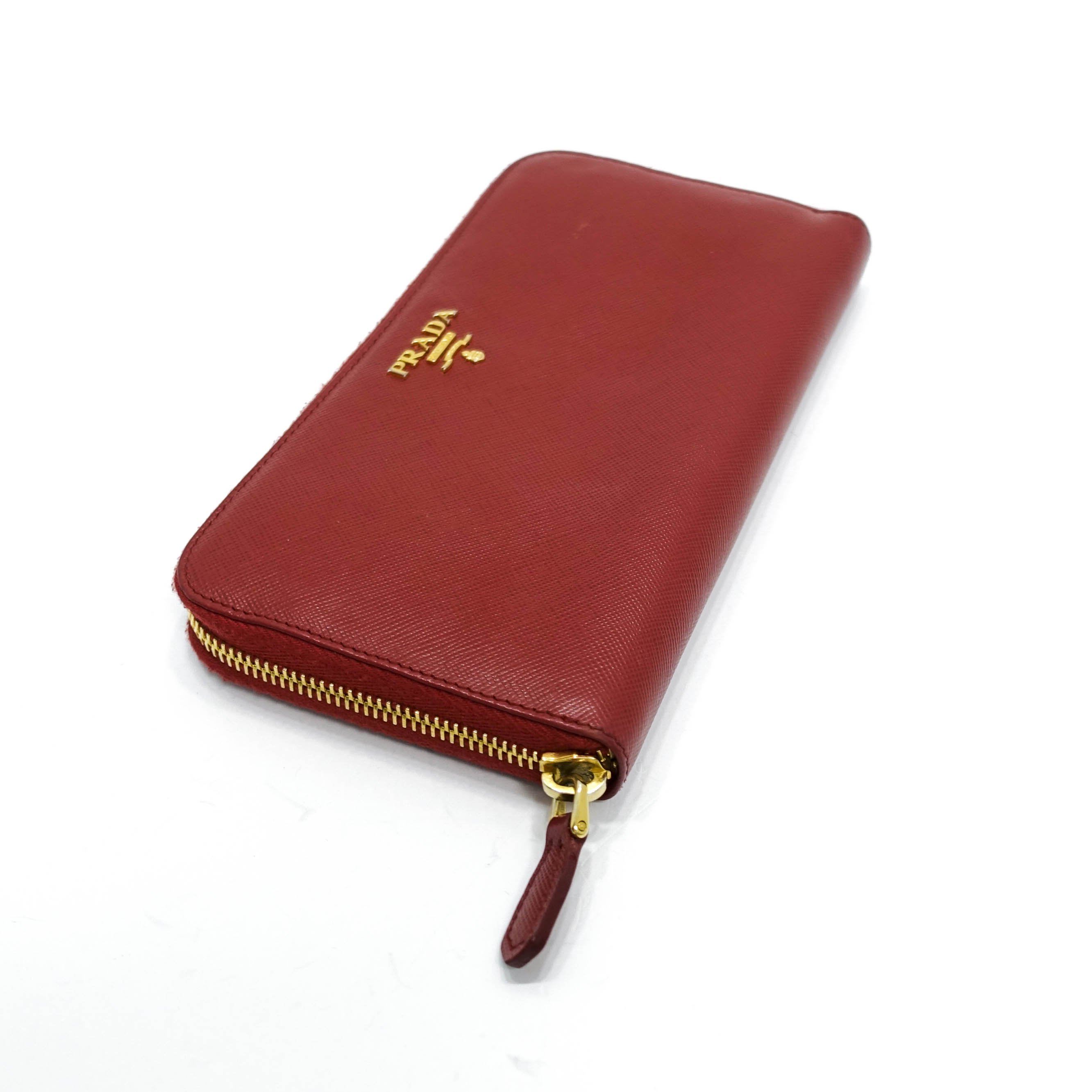 Prada Saffiano Zip Around Wallet