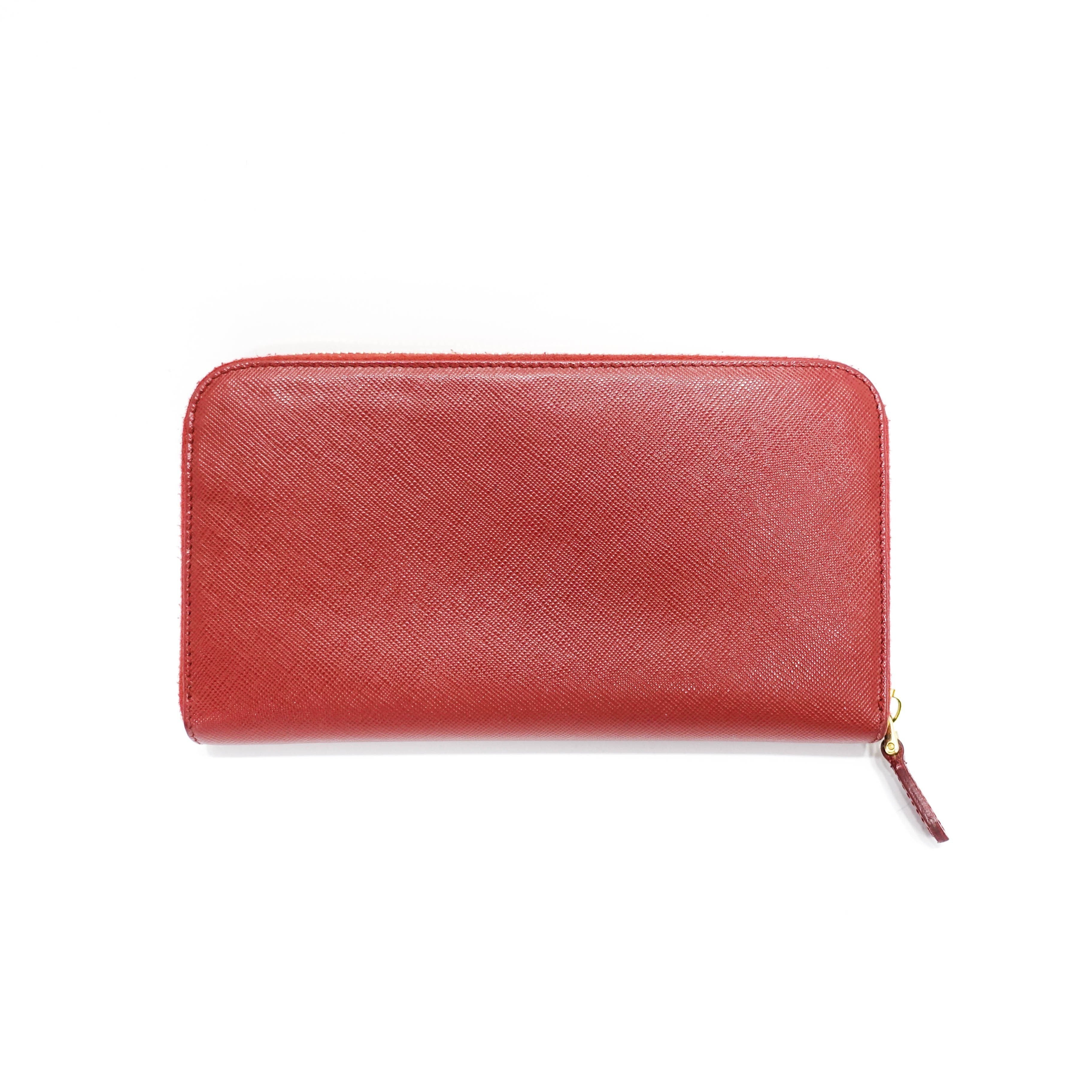 Prada Saffiano Zip Around Wallet