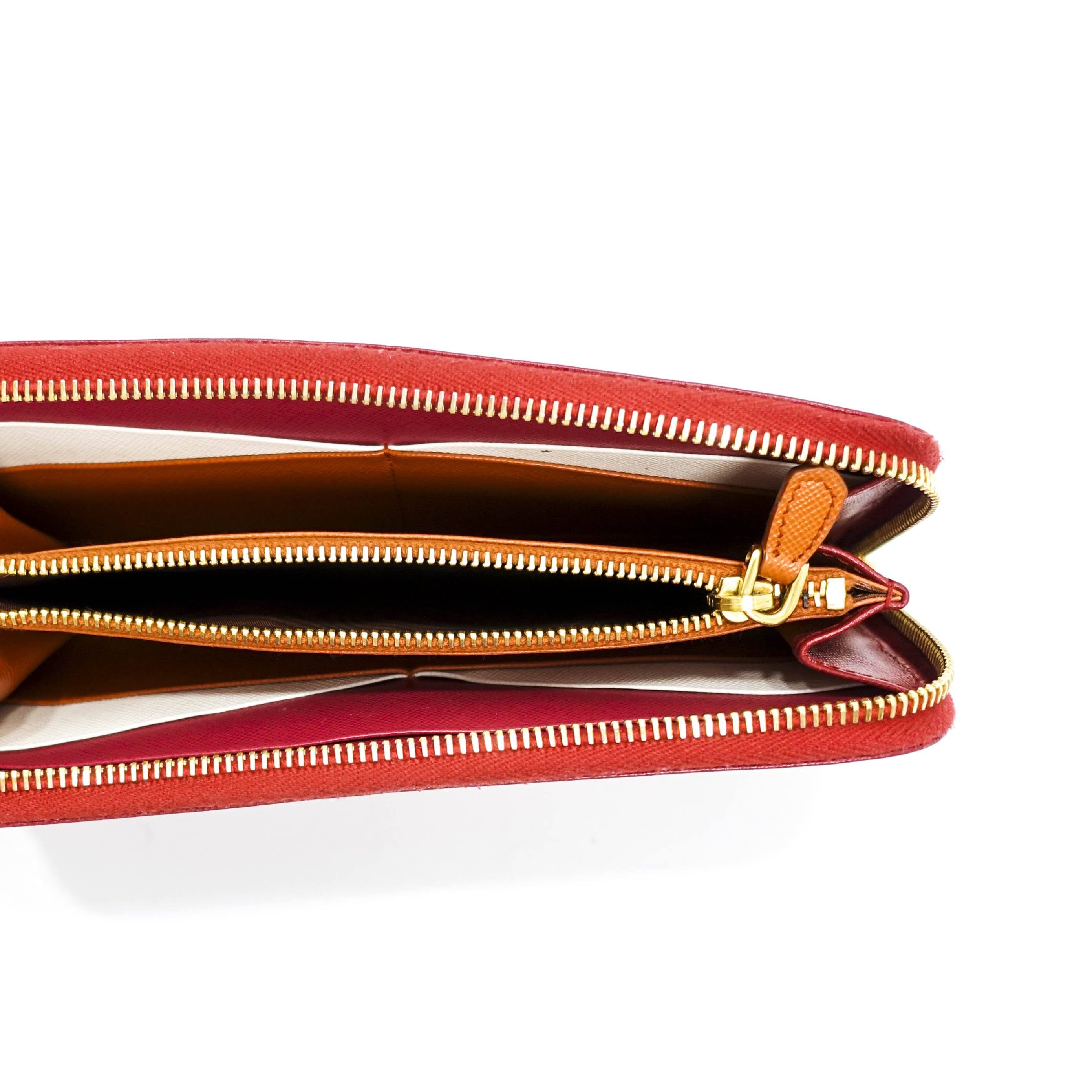 Prada Saffiano Zip Around Wallet