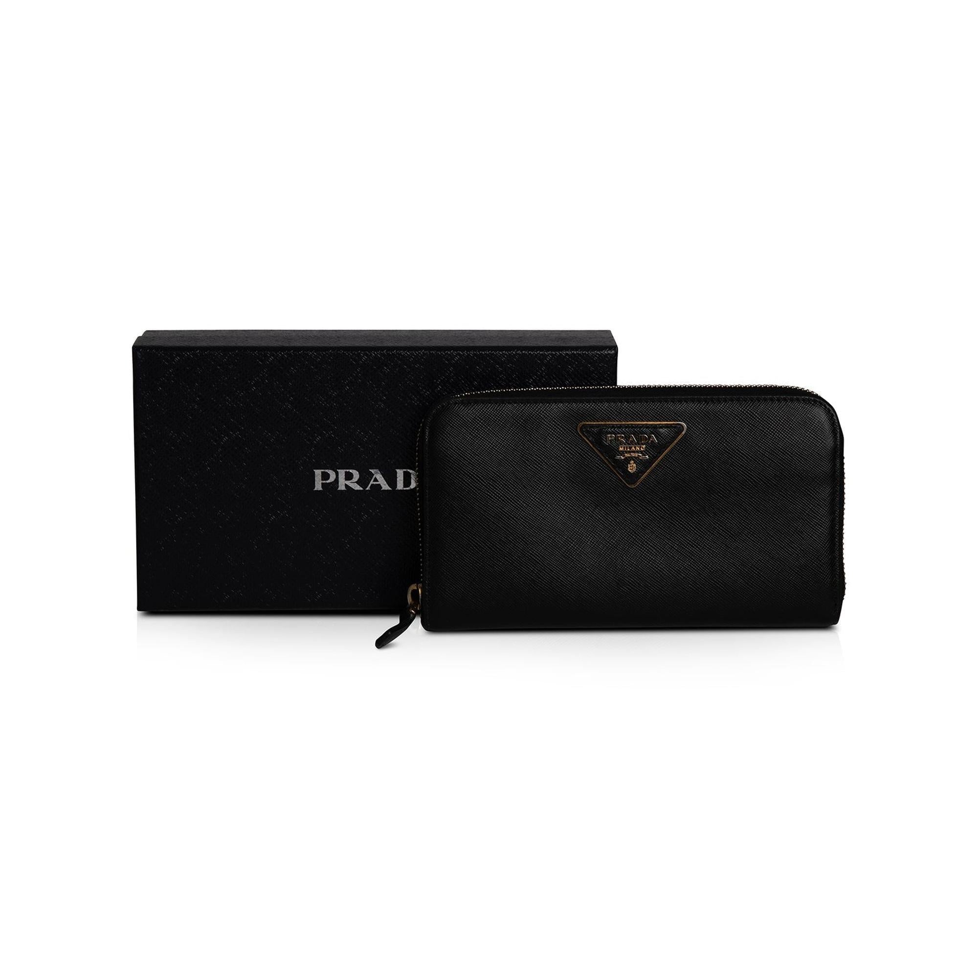 Prada Saffiano Zip Around Wallet w/ Box & Authenticity Card