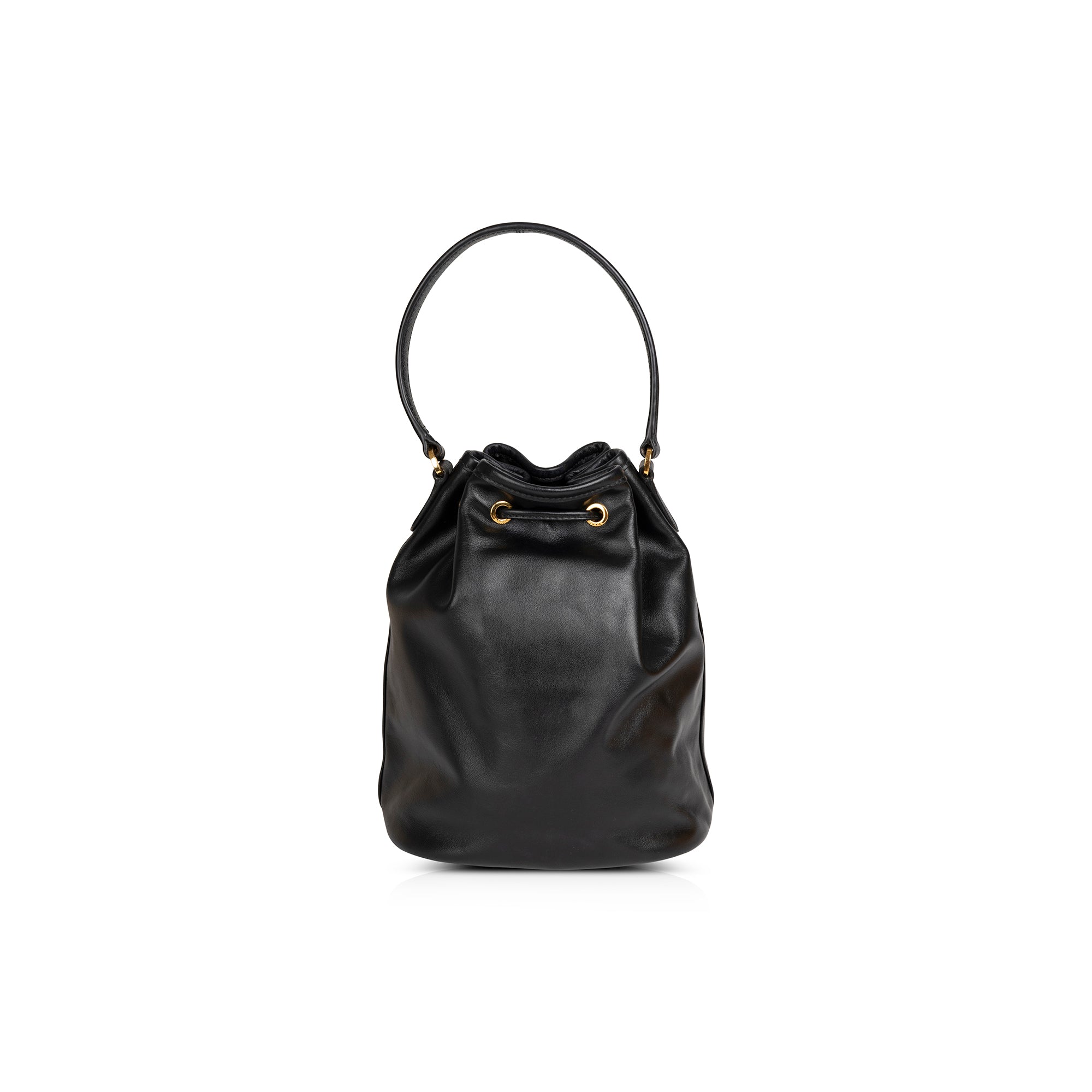 Prada Small Leather Drawstring Bucket Bag w/ Crossbody Strap