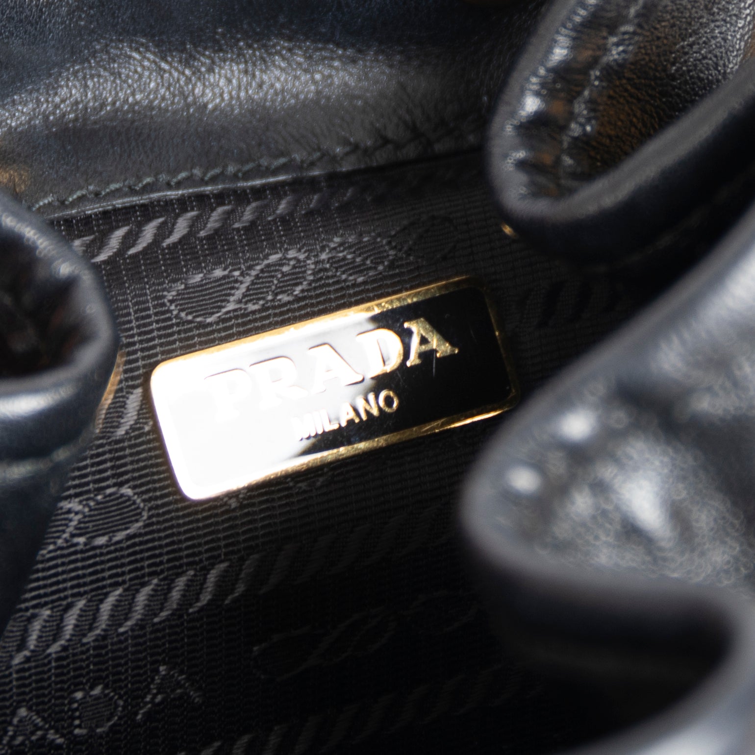 Prada Small Leather Drawstring Bucket Bag w/ Crossbody Strap