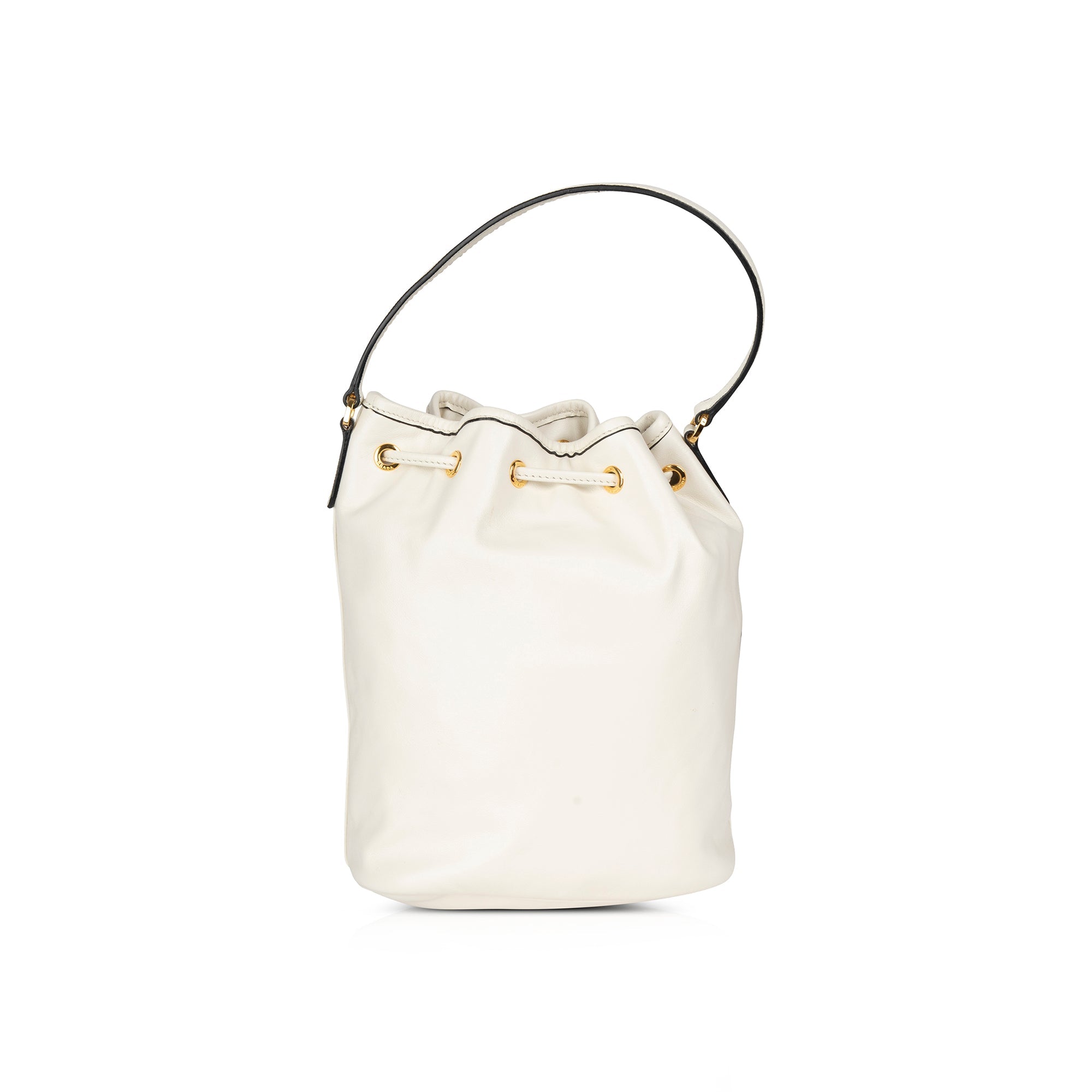 Prada Soft Calf & Saffiano Leather Mini Bucket Crossbody Bag w/ Strap