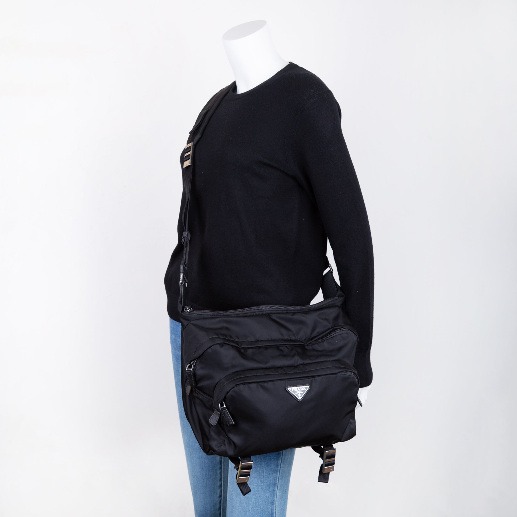 Prada Tessuto Nylon Double Front Pocket Belt Bag