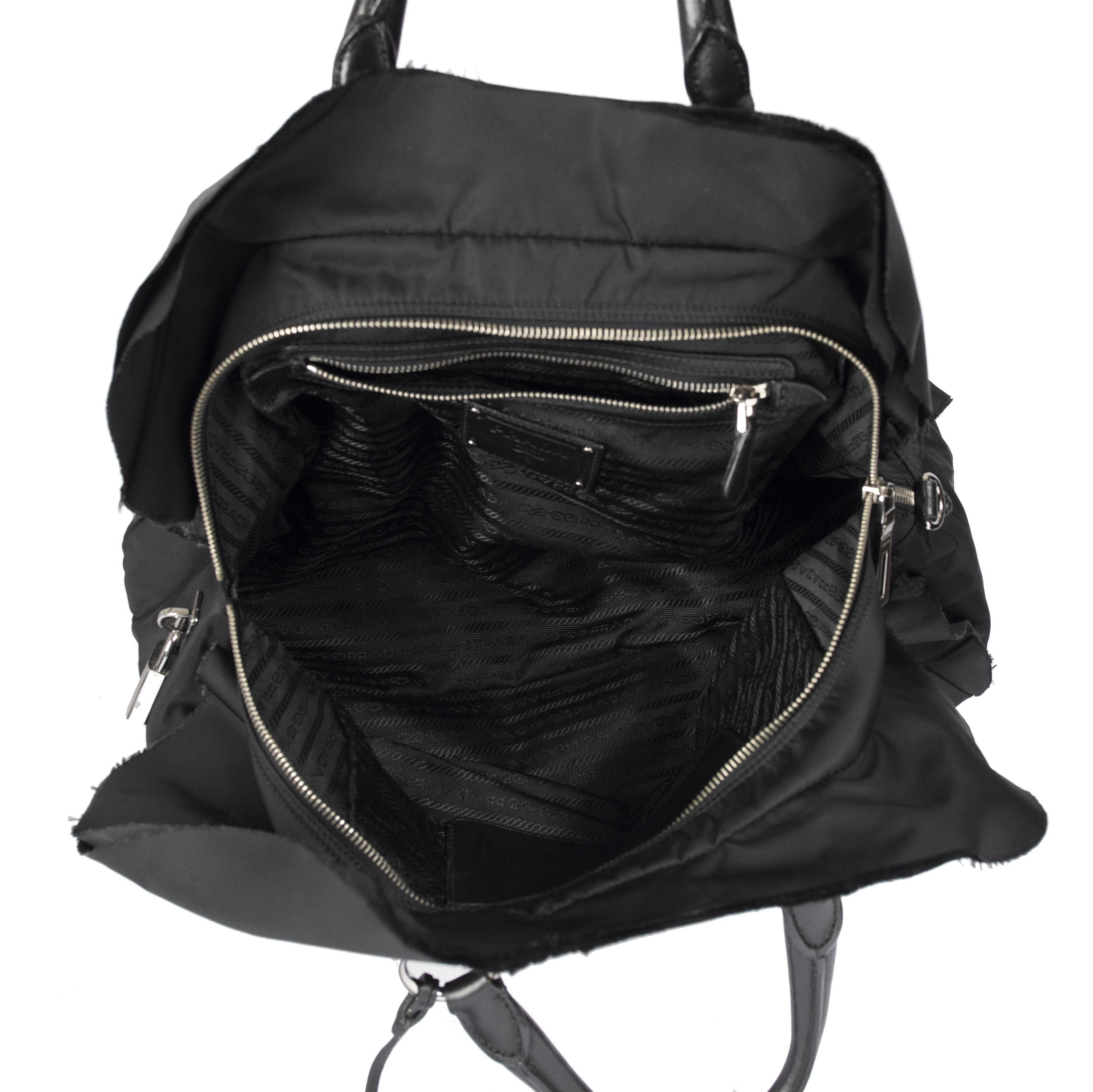 Prada Tessuto Nylon Ruffle Handle Bag