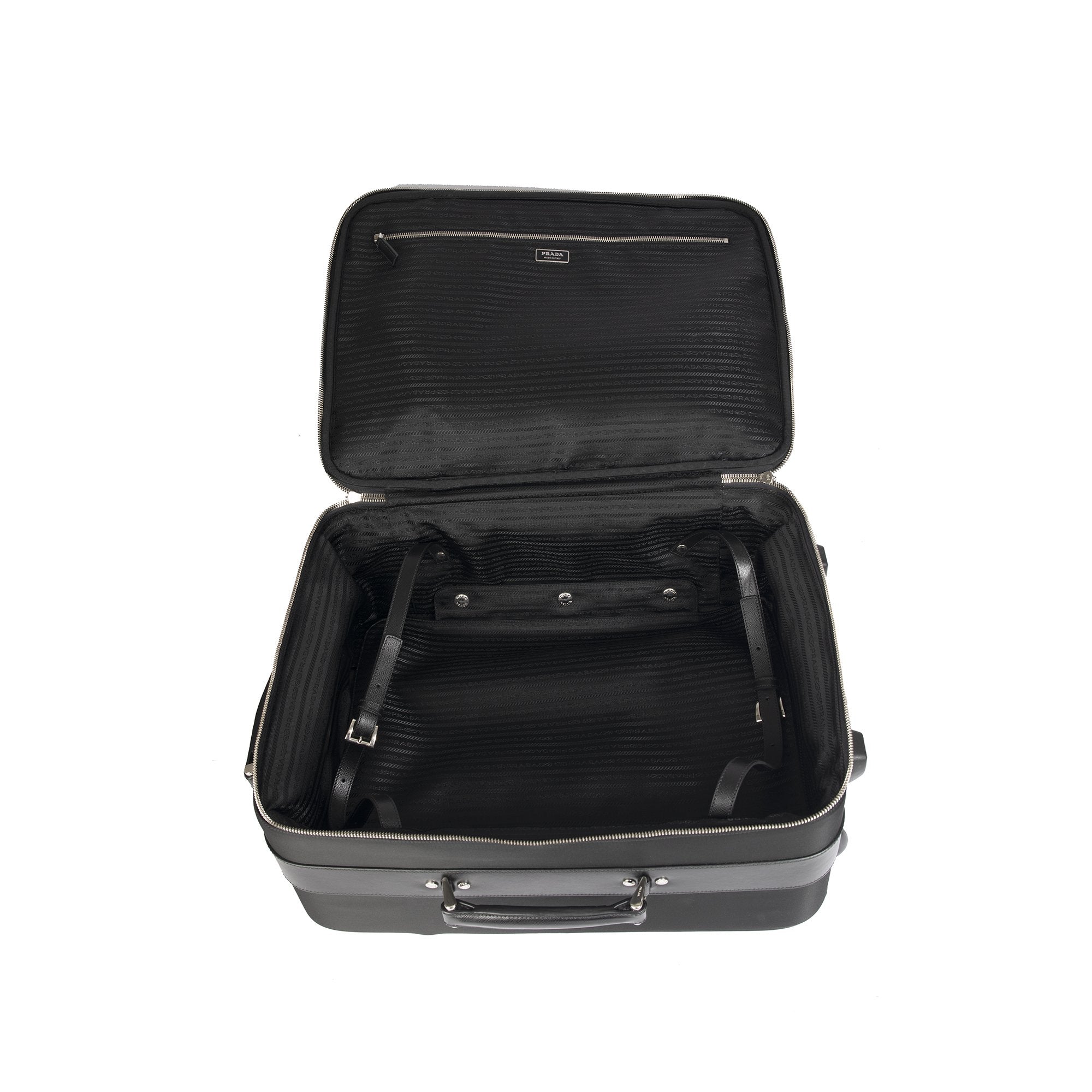 Prada Tessuto Saffiano-Trimmed Trolley Rolling Luggage