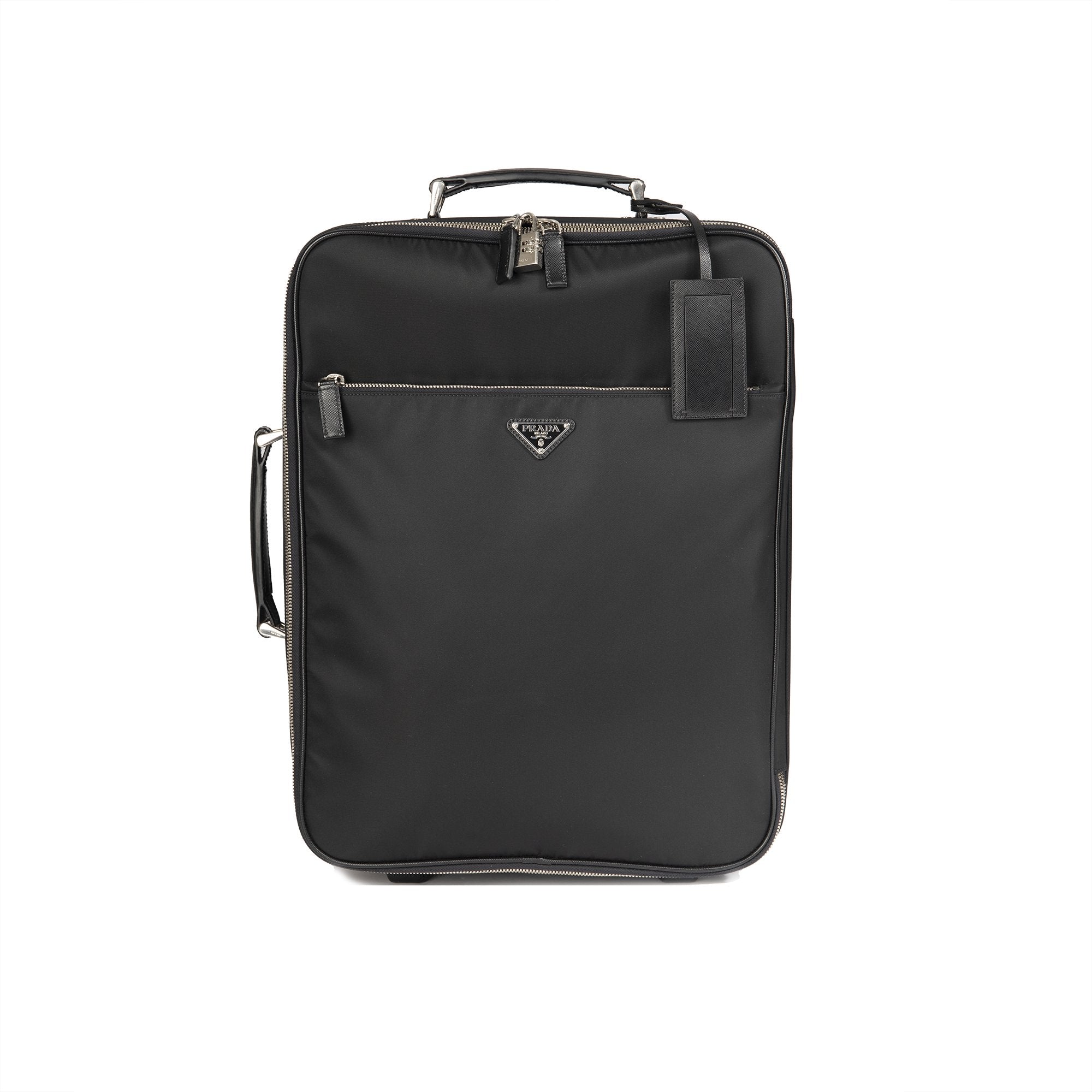 Prada Tessuto Saffiano-Trimmed Trolley Rolling Luggage