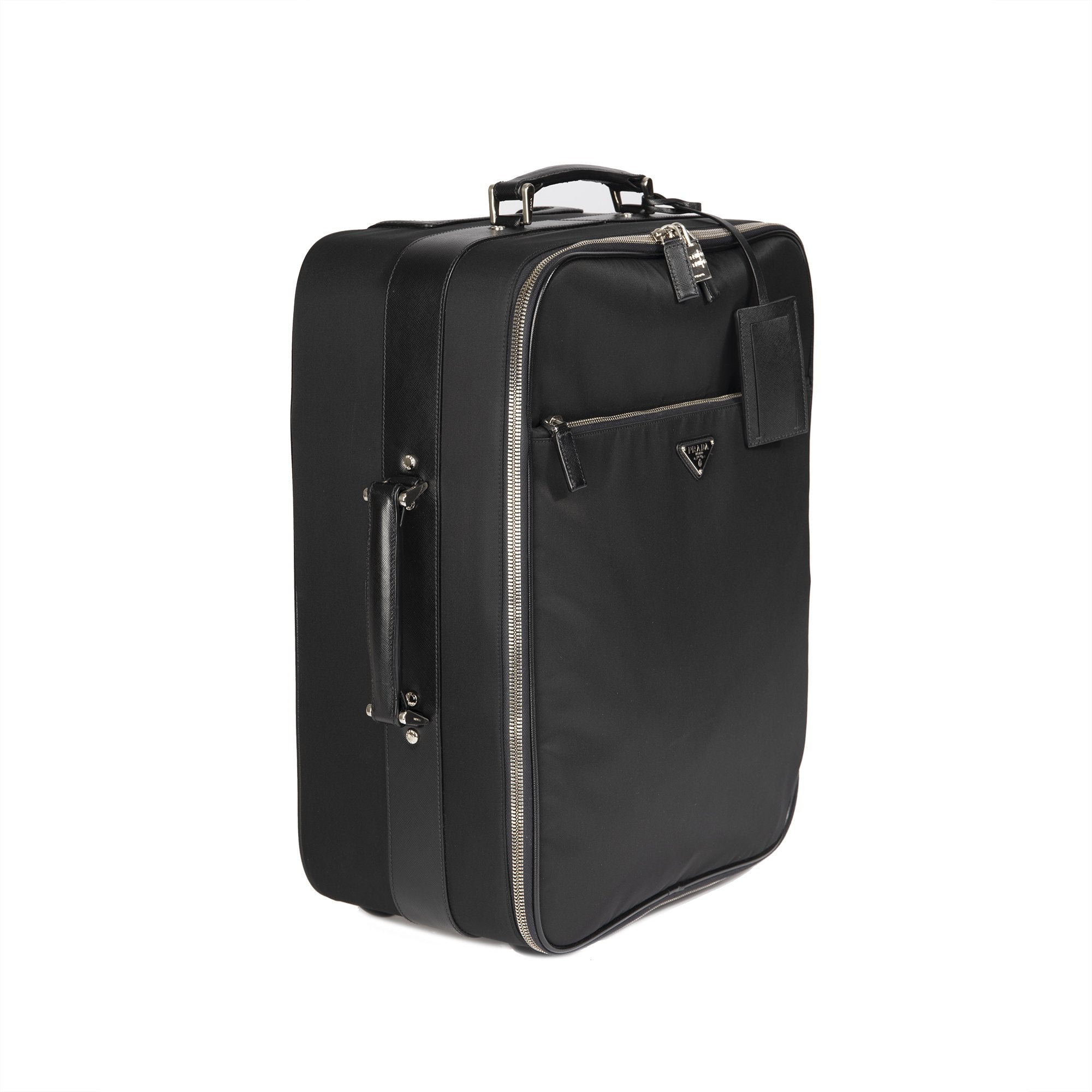 Prada Tessuto Saffiano-Trimmed Trolley Rolling Luggage