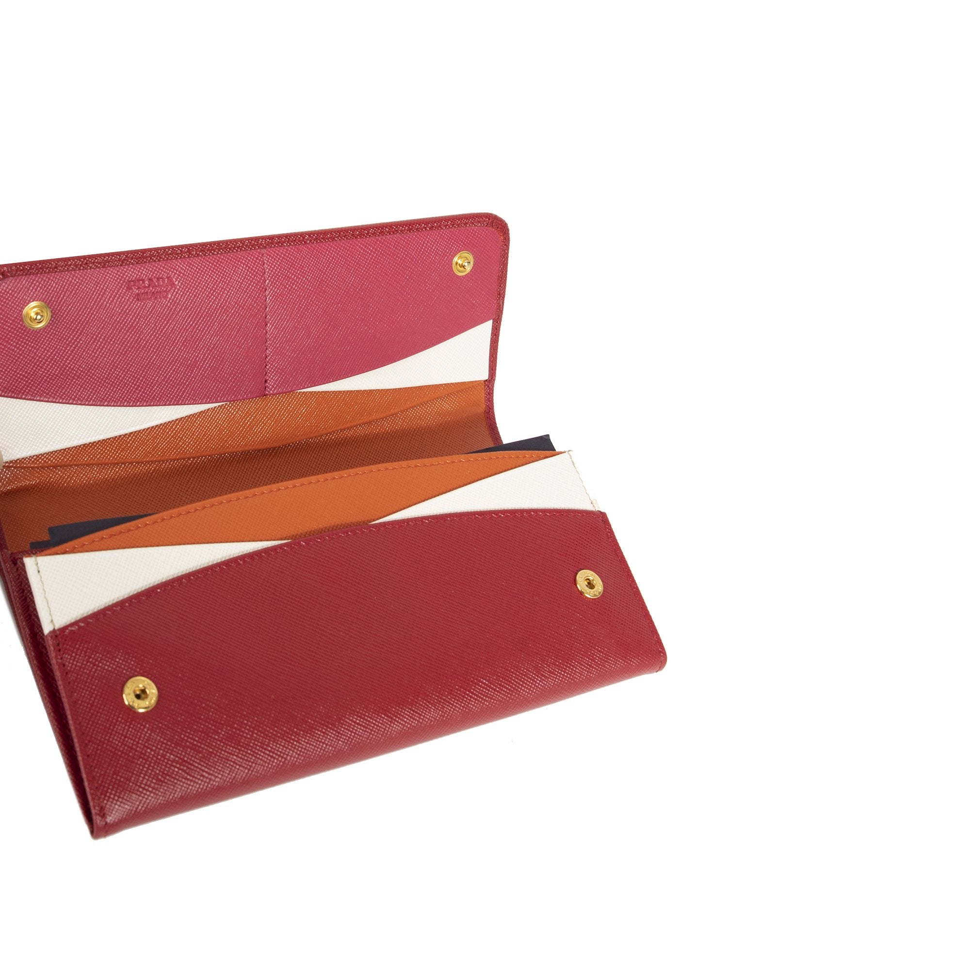 Prada Tri-Colour Saffiano Continental Wallet w/ Box