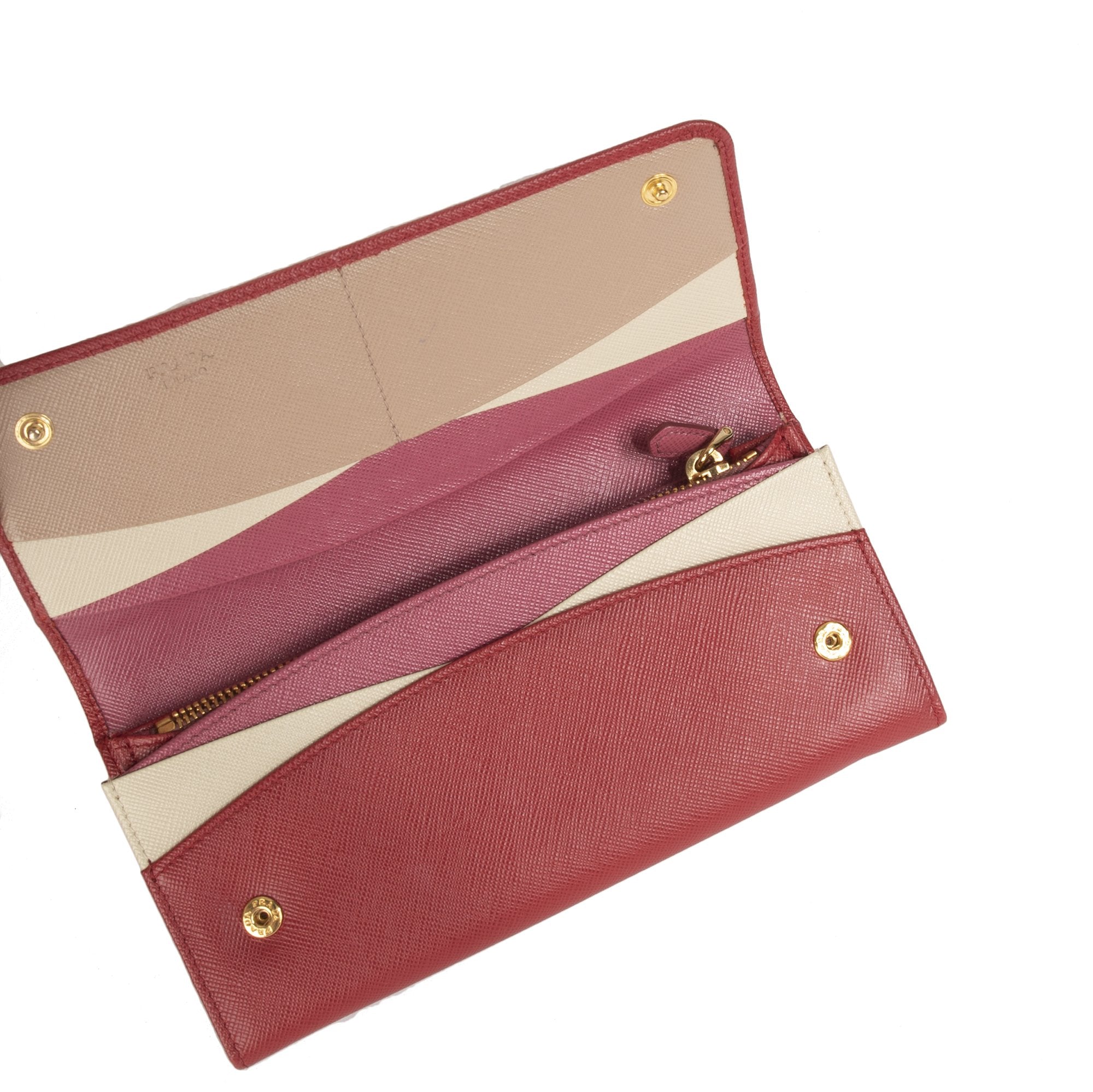 Prada Tri-Colour Saffiano Continental Wallet w/ Box