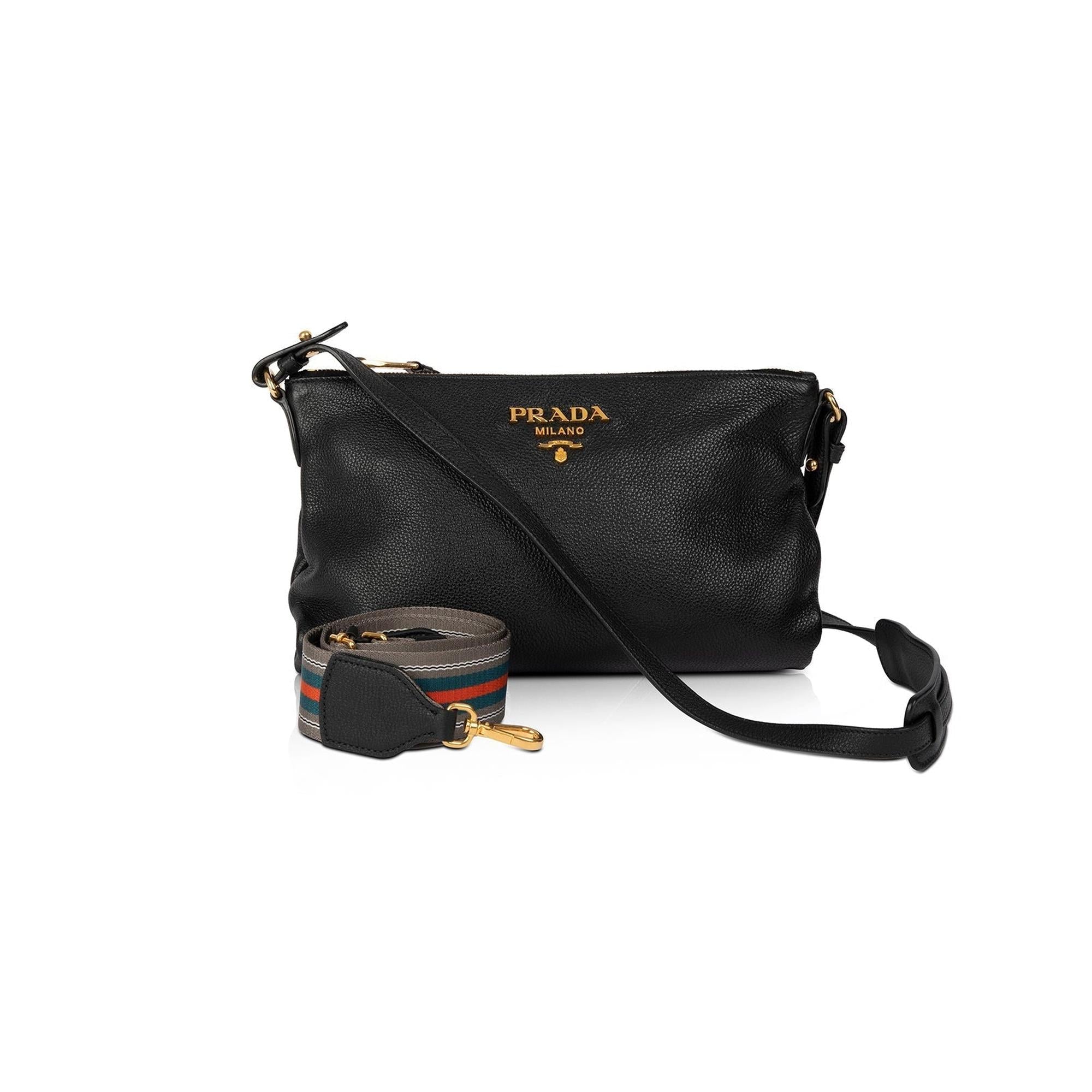 Prada Vitello Daino Crossbody Bag w/ Extra Strap