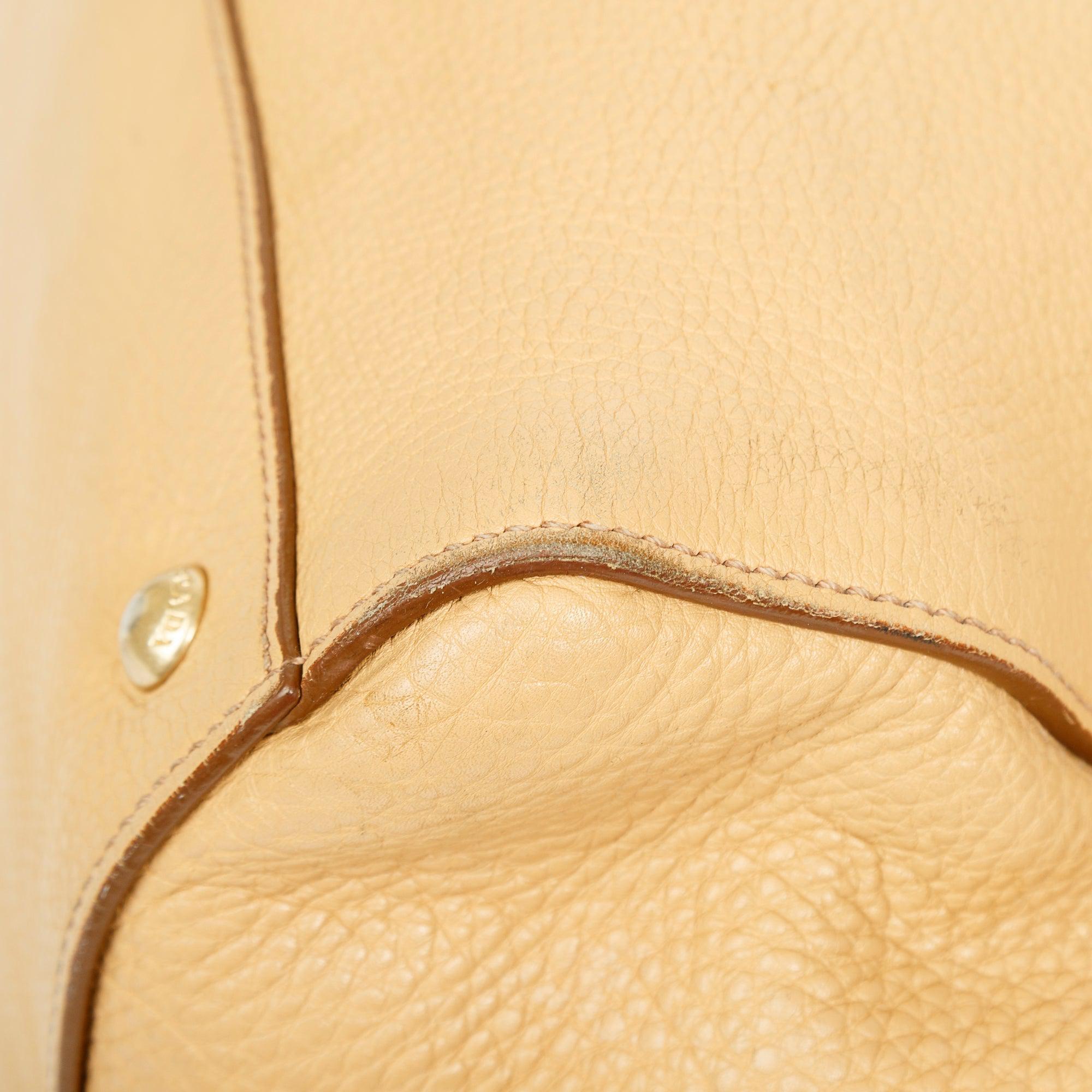 Prada Vitello Daino Cuir Frame Convertible Tote w/ Strap