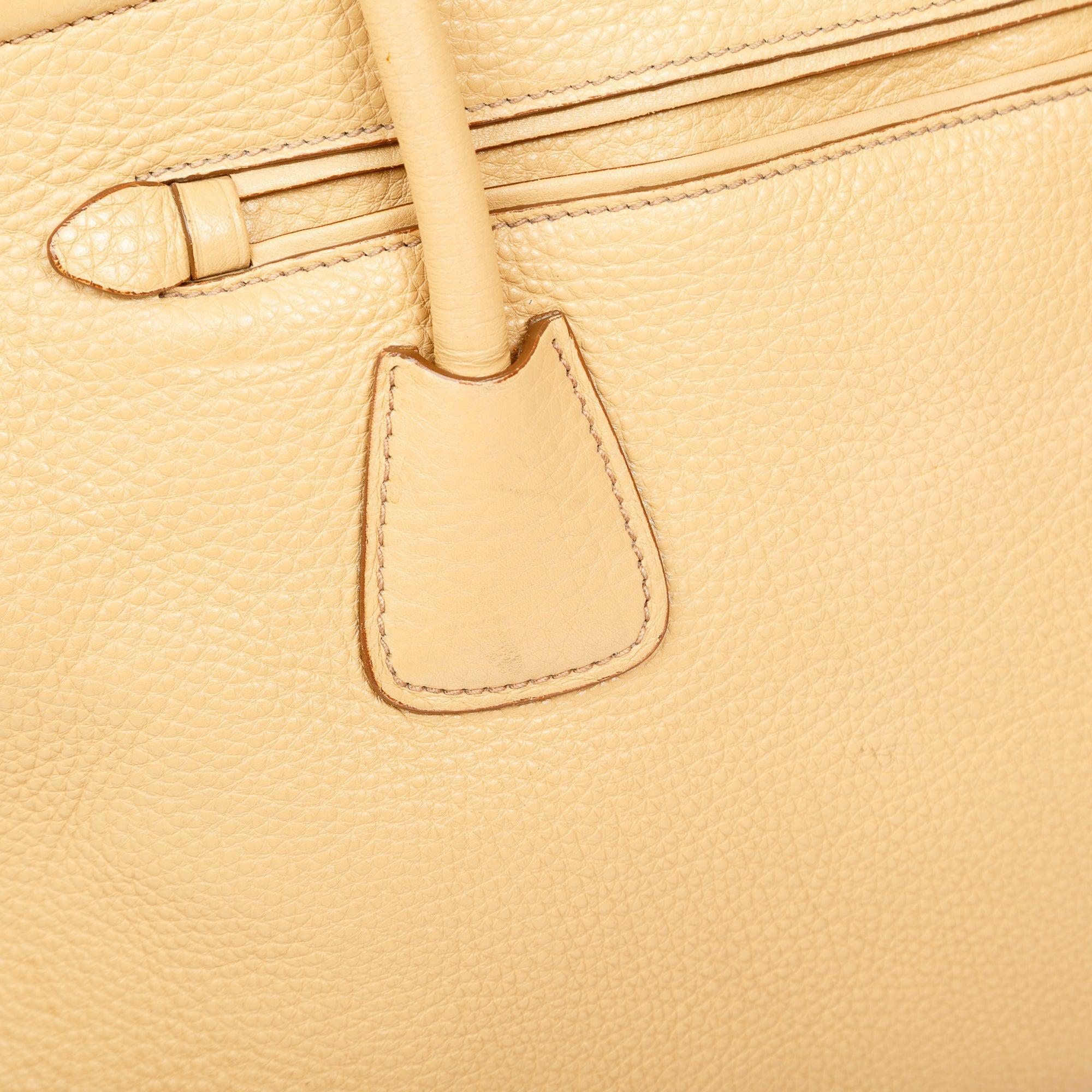 Prada Vitello Daino Cuir Frame Convertible Tote w/ Strap