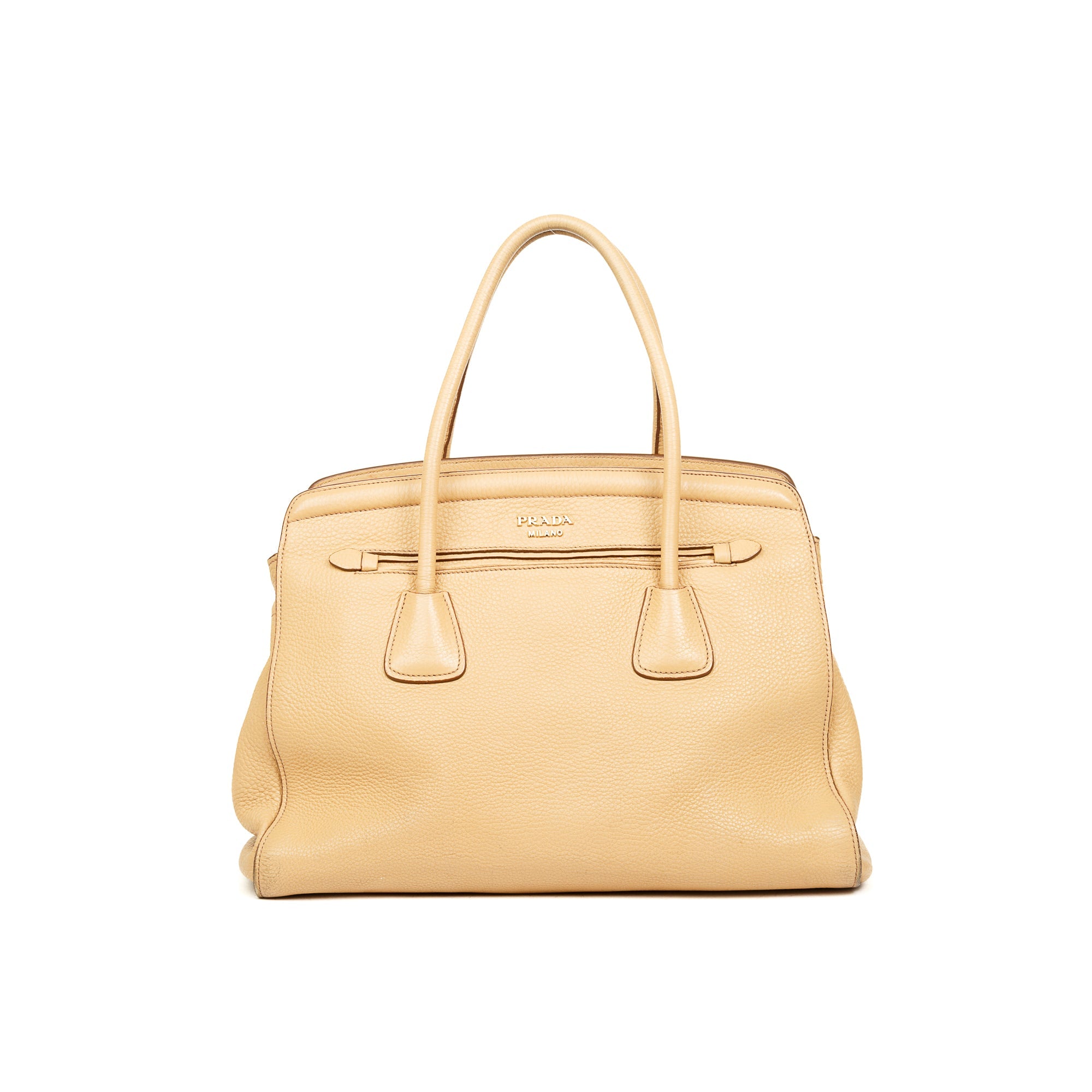 Prada Vitello Daino Cuir Frame Convertible Tote w/ Strap