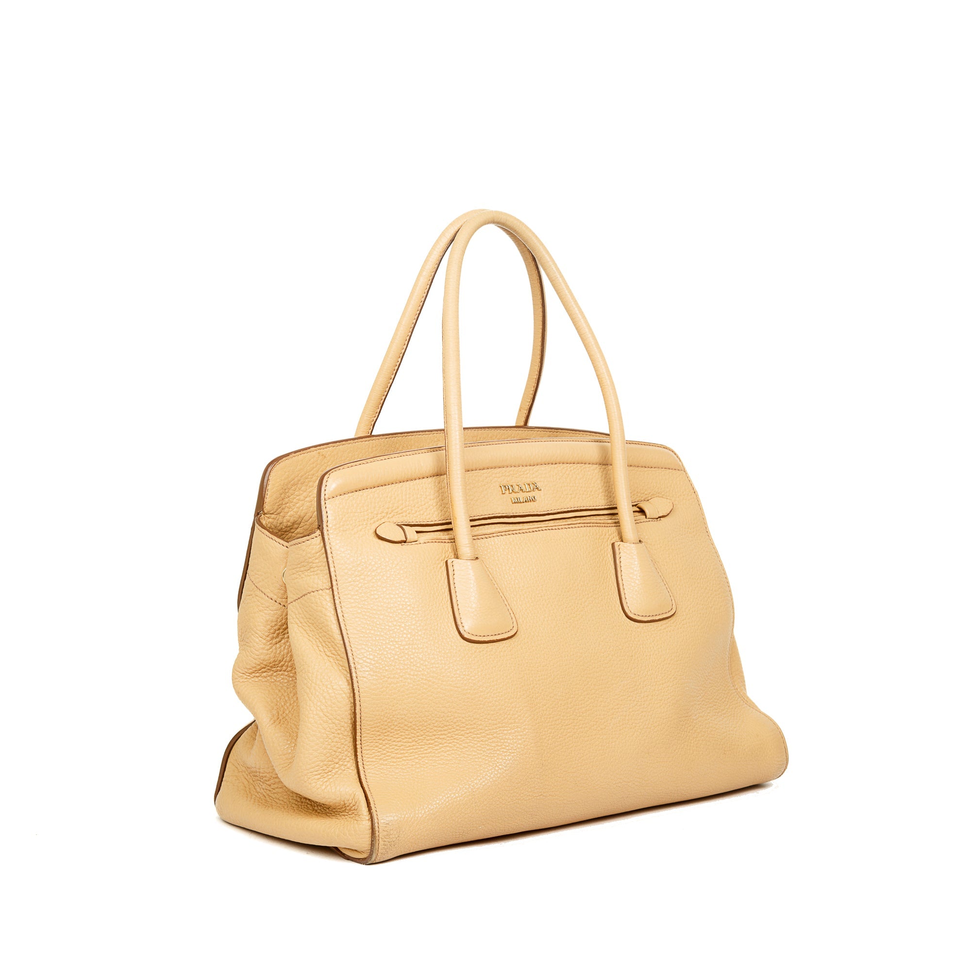 Prada Vitello Daino Cuir Frame Convertible Tote w/ Strap