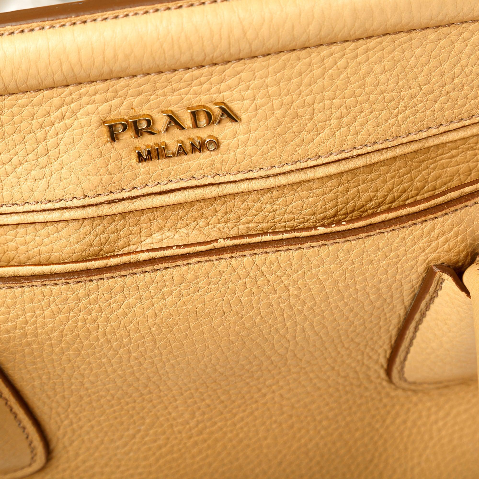 Prada Vitello Daino Cuir Frame Convertible Tote w/ Strap