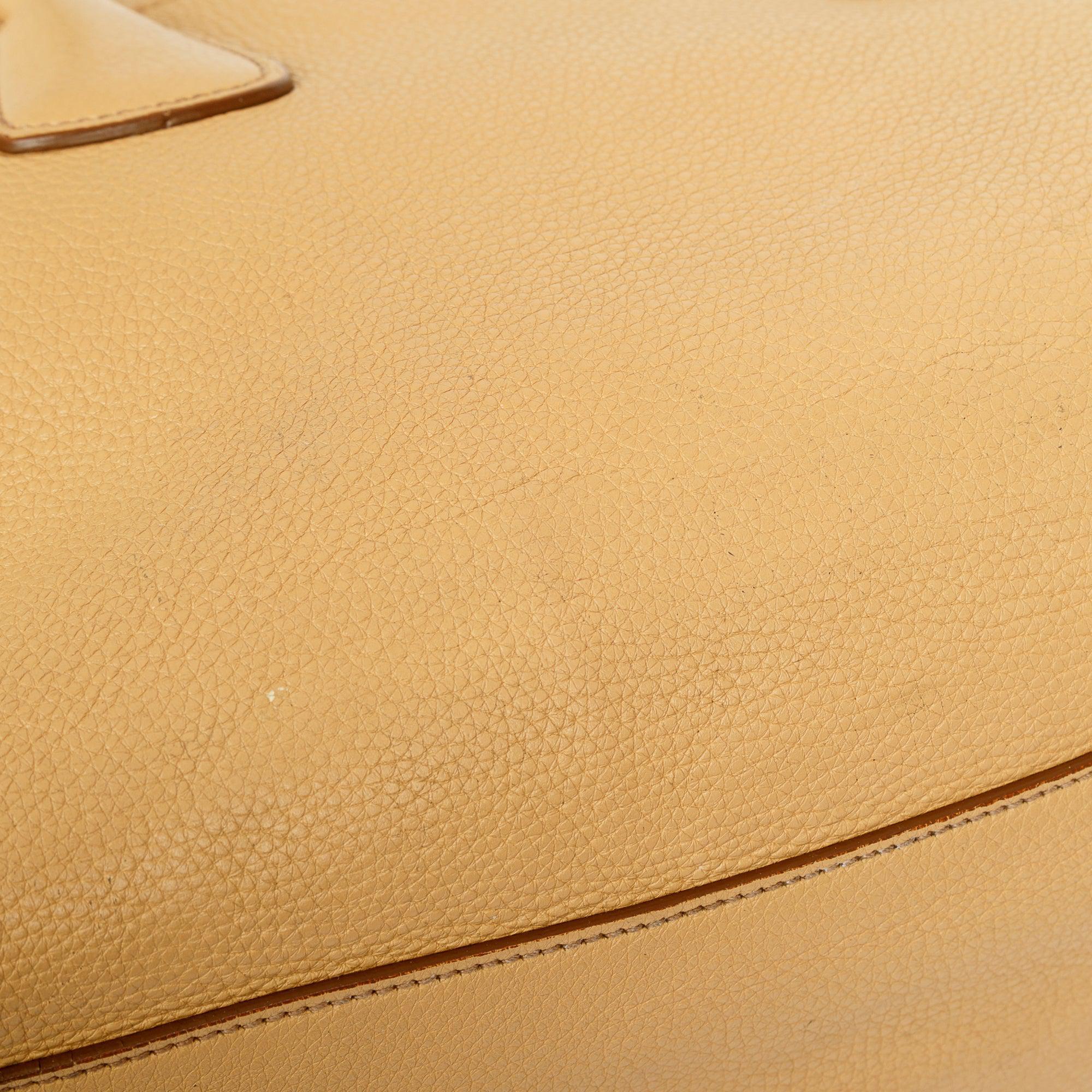 Prada Vitello Daino Cuir Frame Convertible Tote w/ Strap