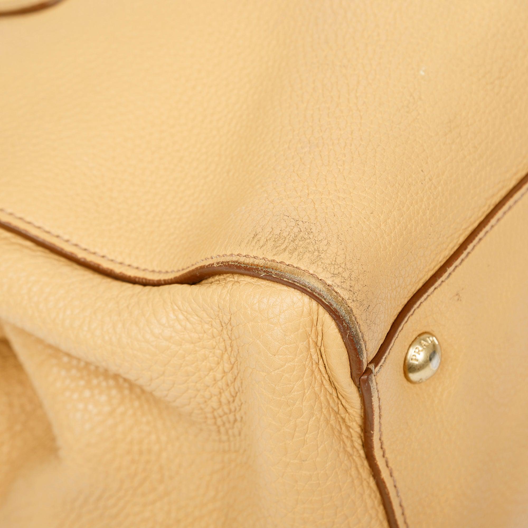 Prada Vitello Daino Cuir Frame Convertible Tote w/ Strap