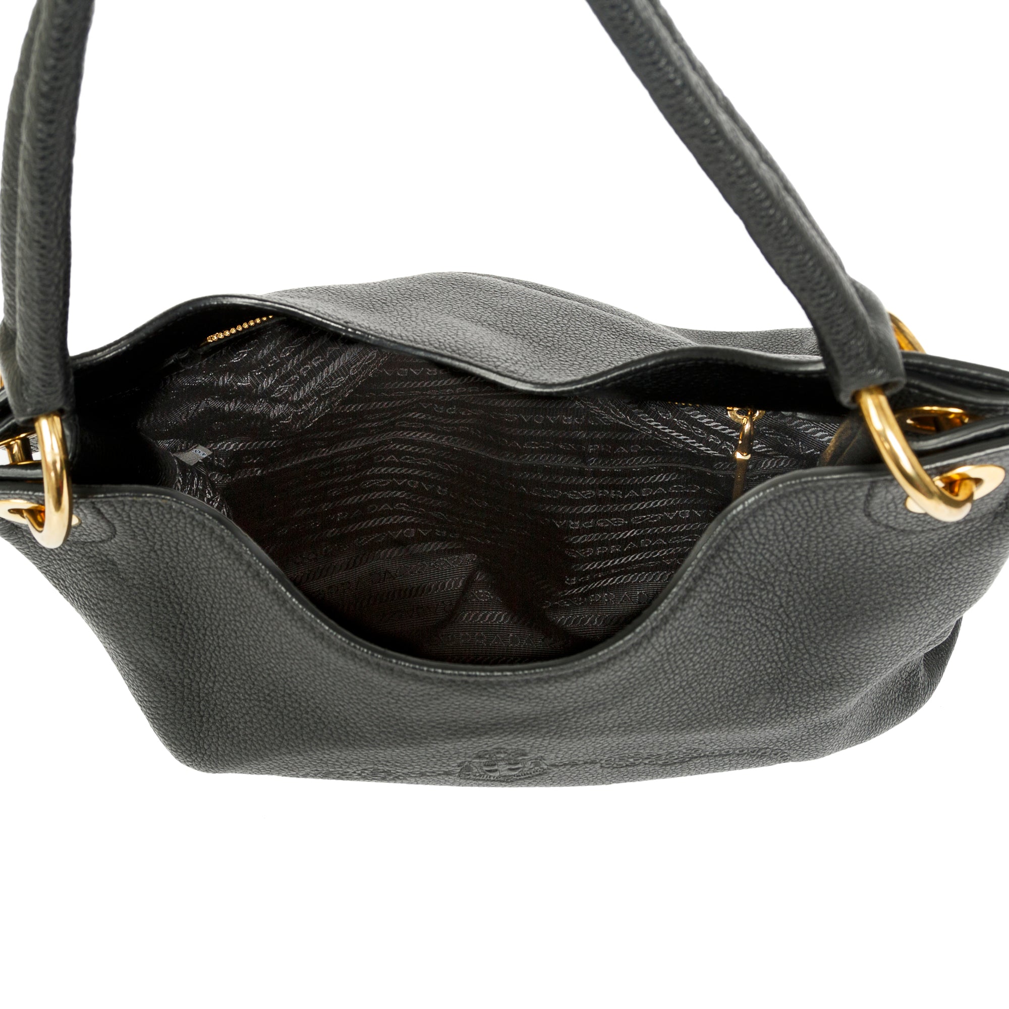 Prada Vitello Daino Medium Logo Hobo Bag