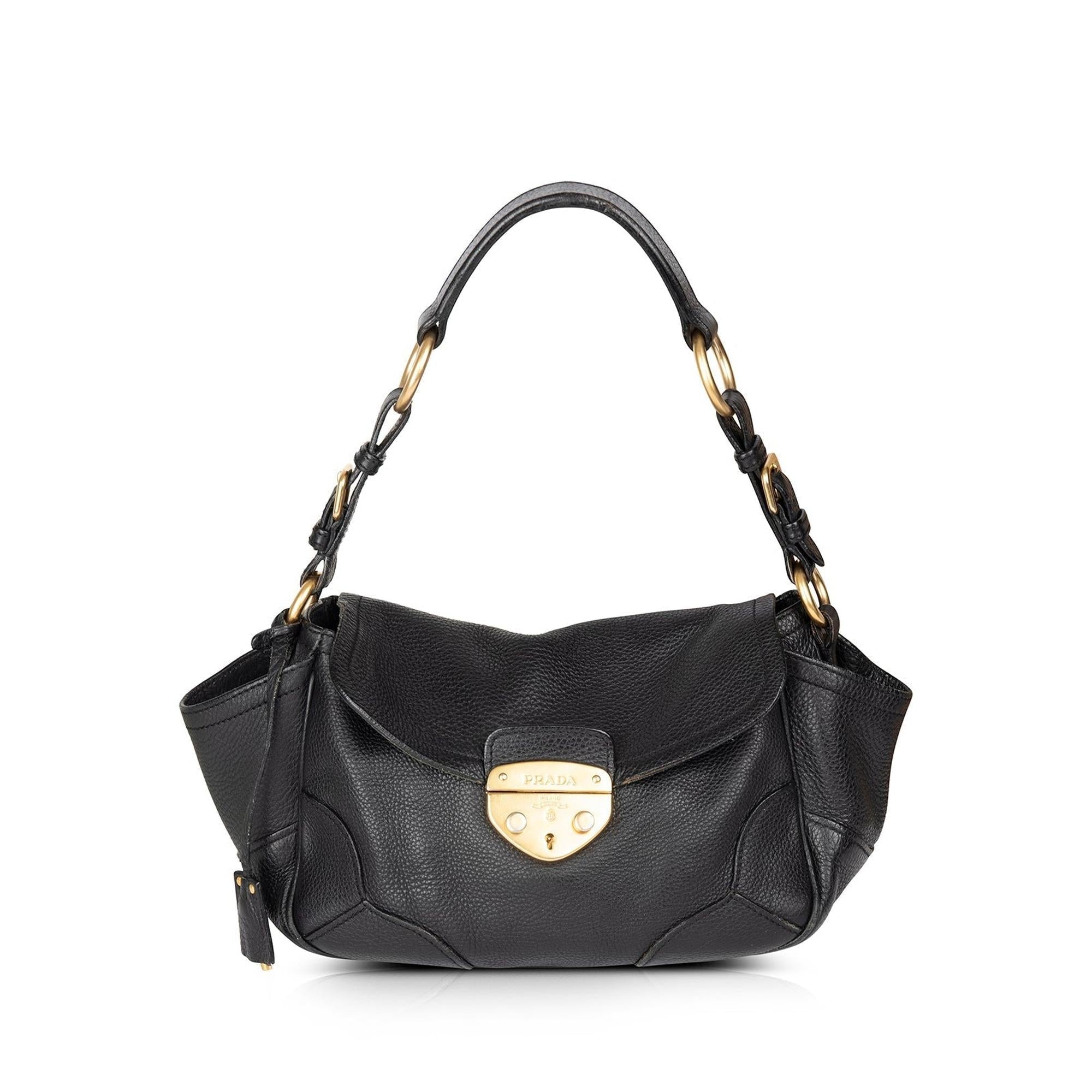Prada Vitello Daino Pushlock Shoulder Bag